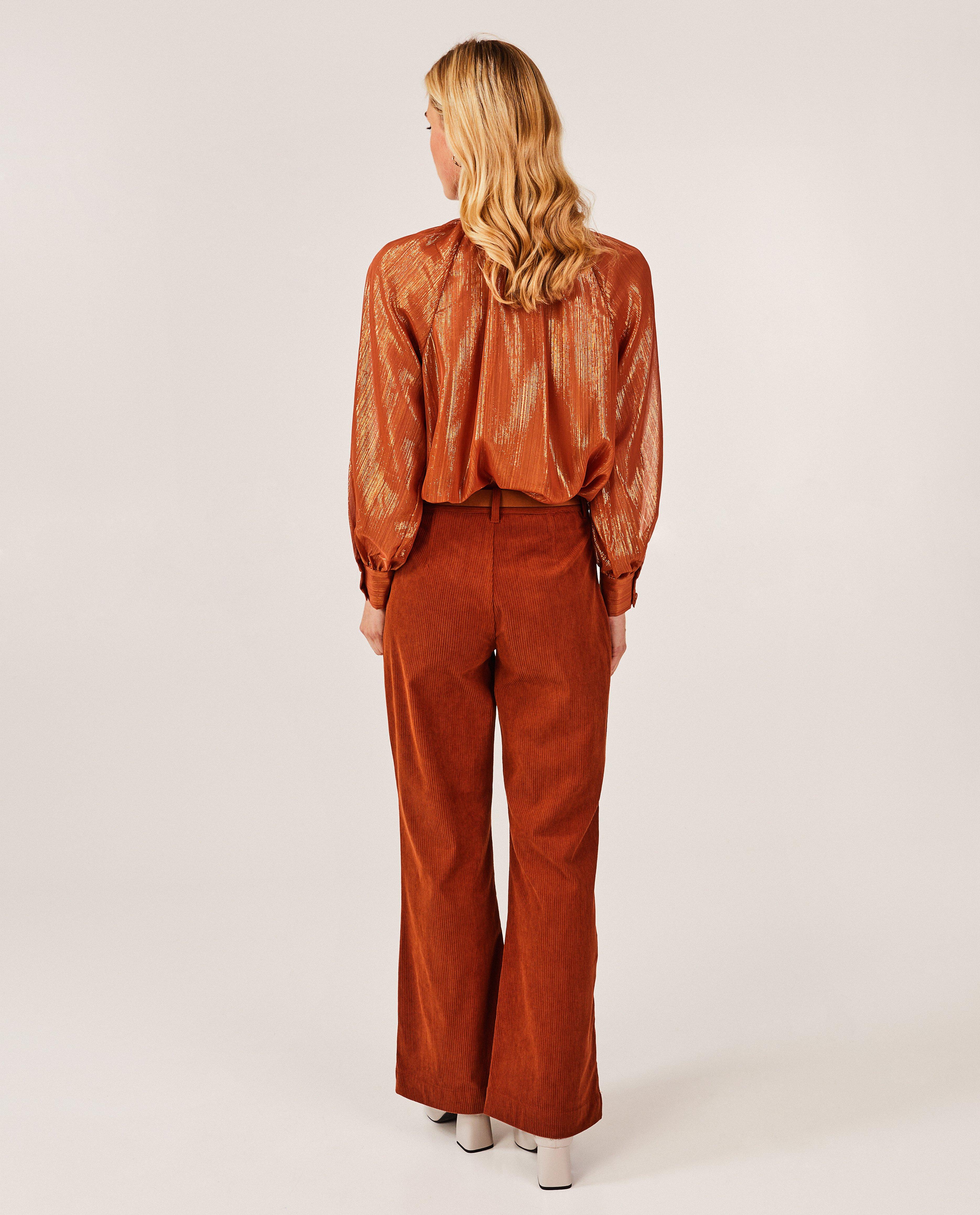 Broeken - Bruine broek met rib