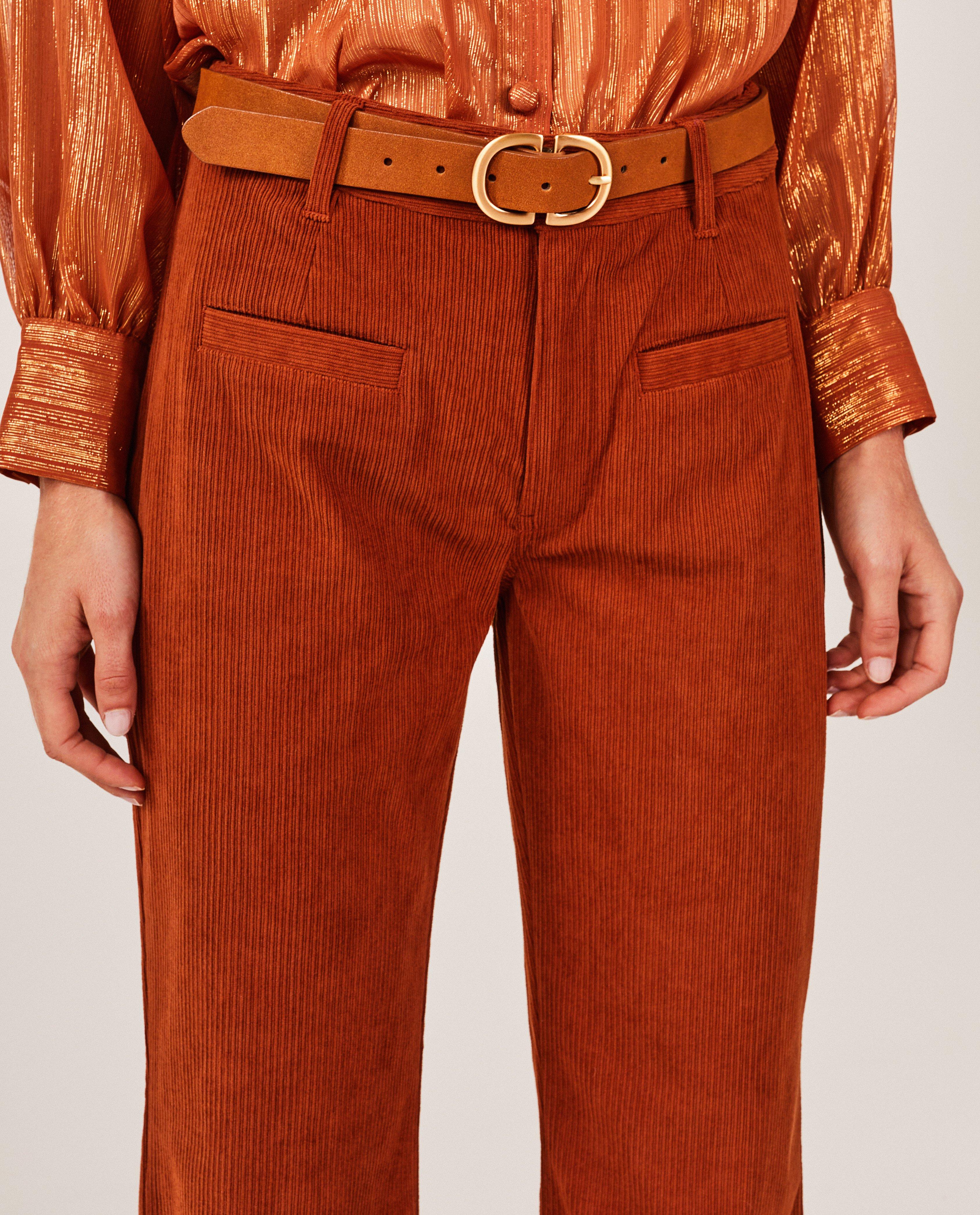 Broeken - Bruine broek met rib