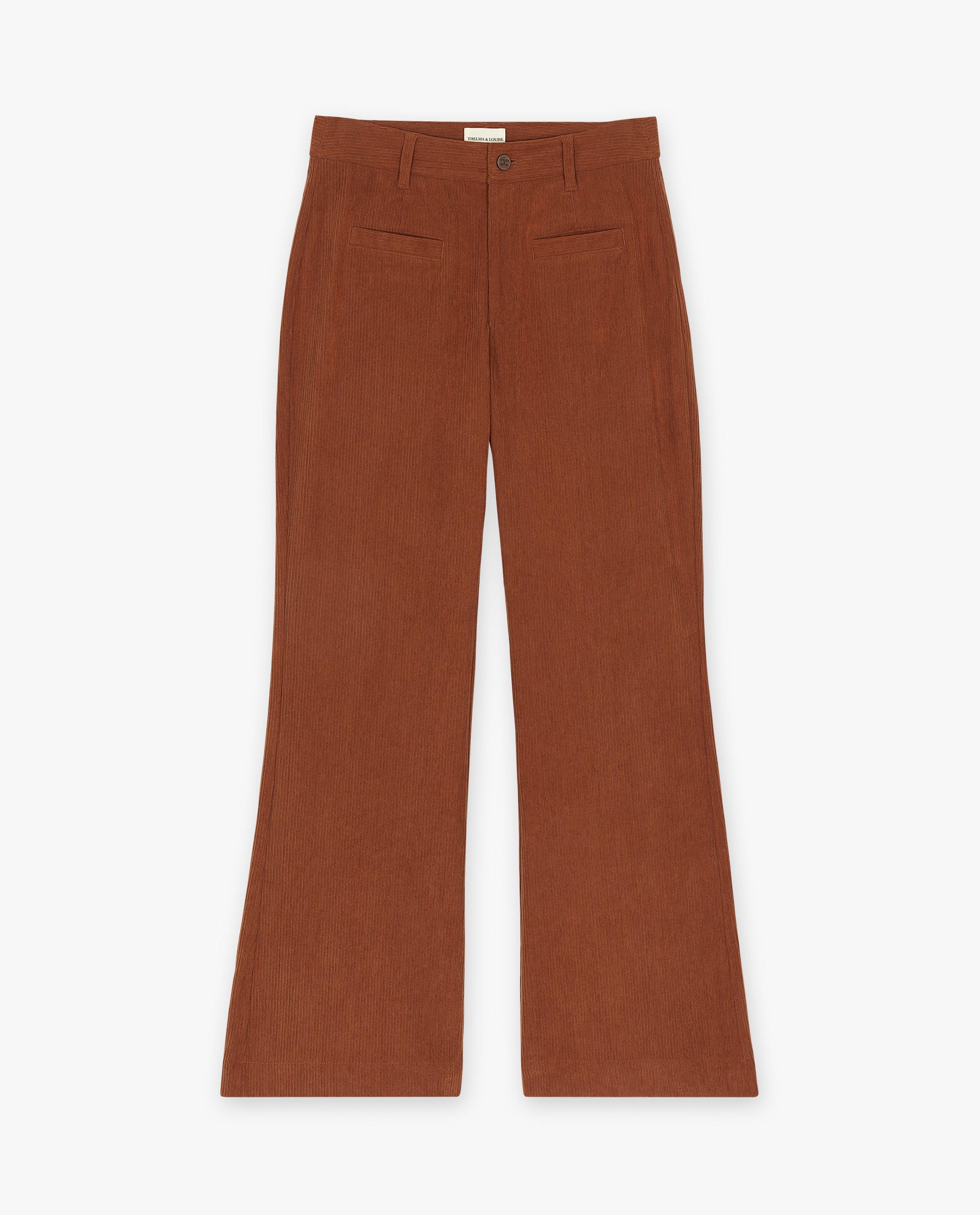 Broeken - Bruine broek met rib