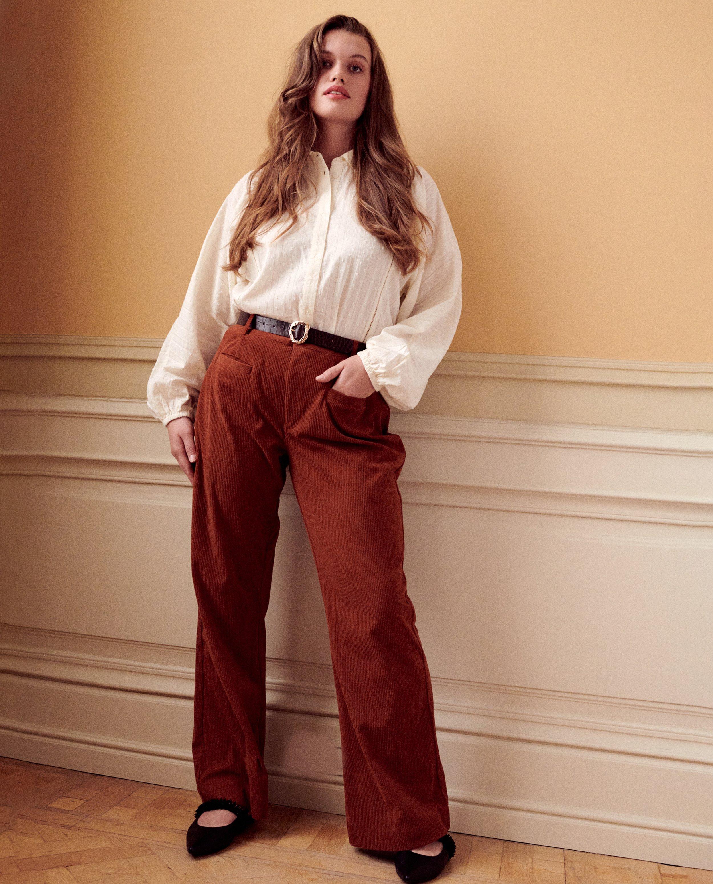 Broeken - Bruine broek met rib