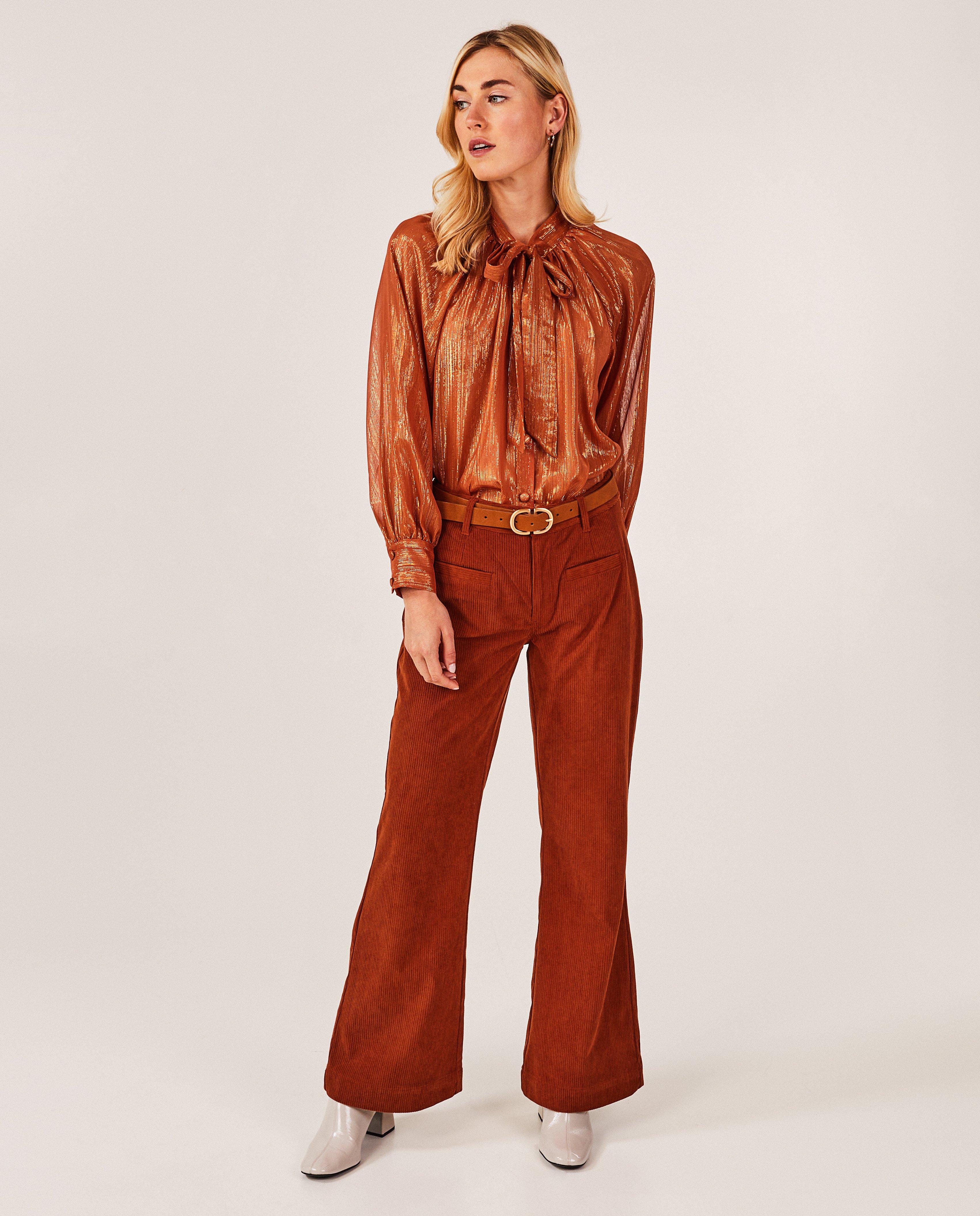 Bruine blouse met metaaldraad - null - Sora