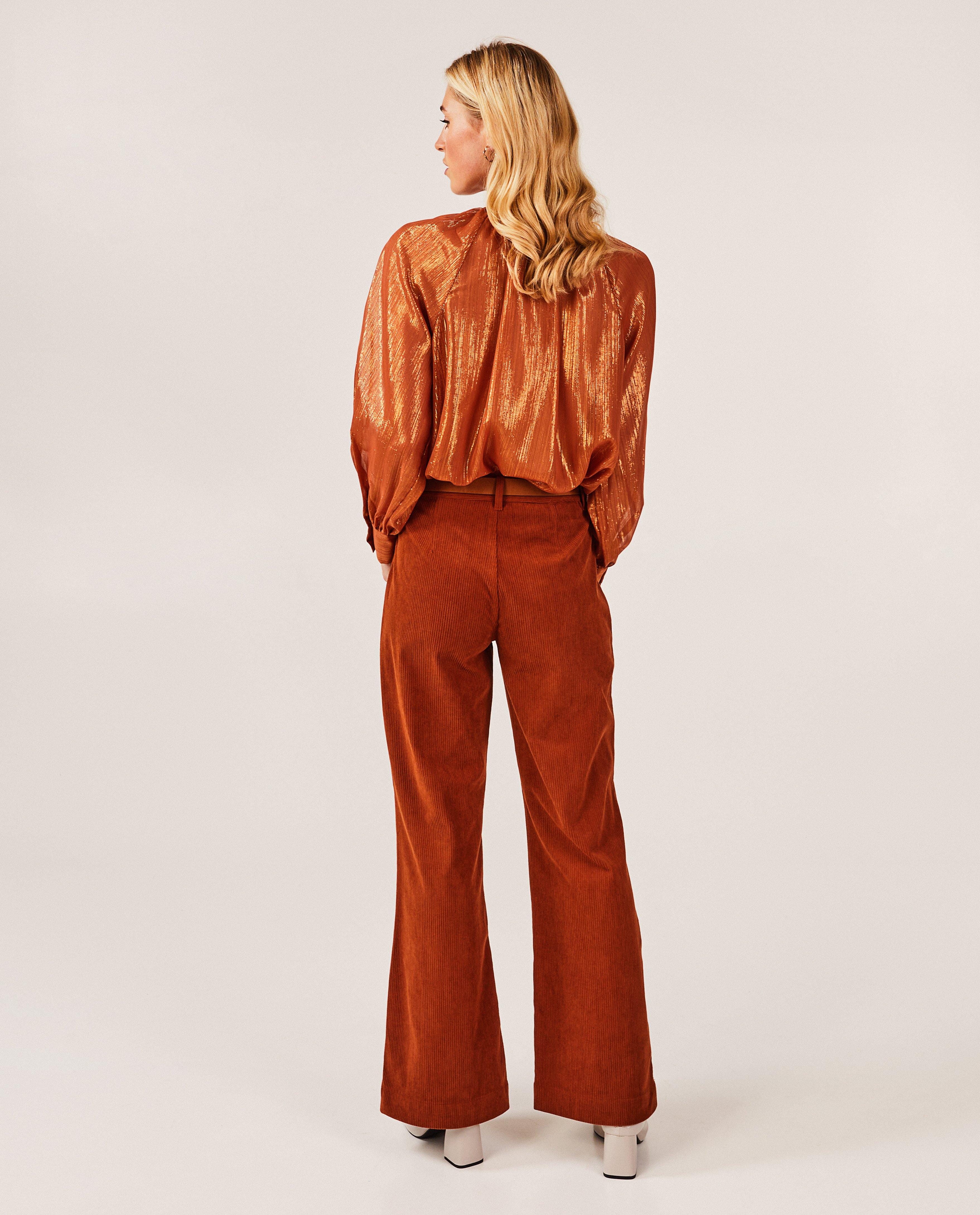 Hemden - Bruine blouse met metaaldraad