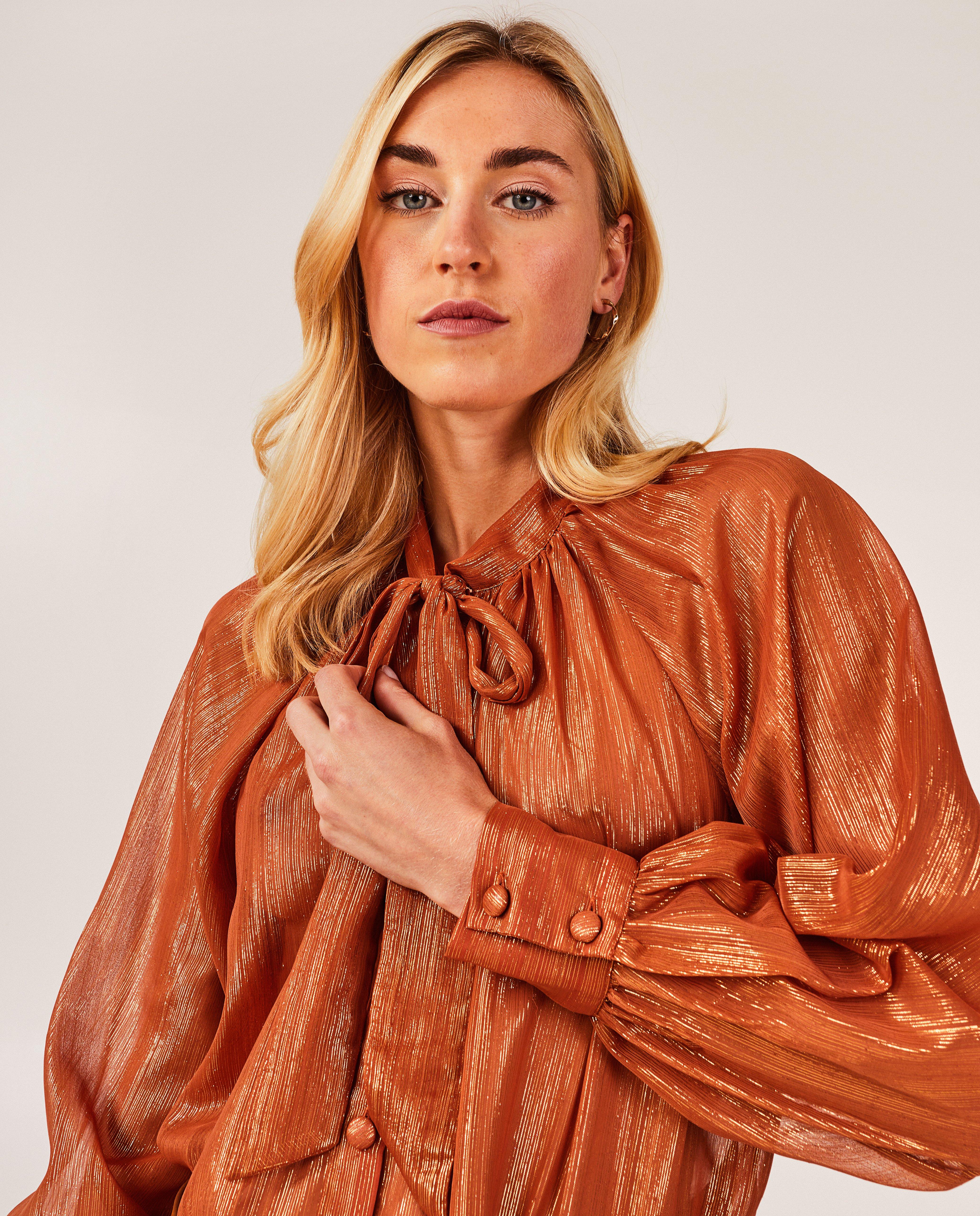 Hemden - Bruine blouse met metaaldraad