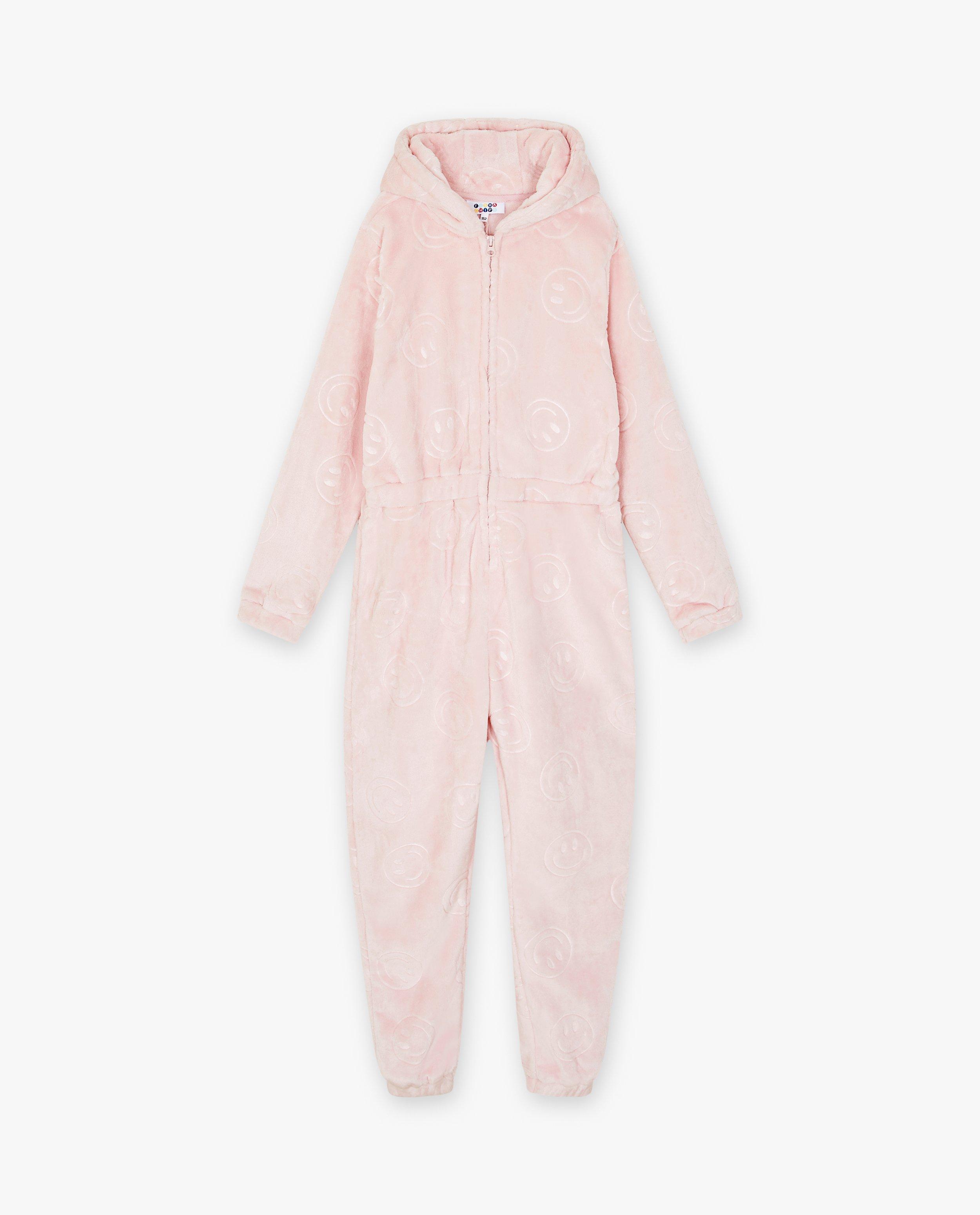 Nachtkleding - Roze onesie met smileys