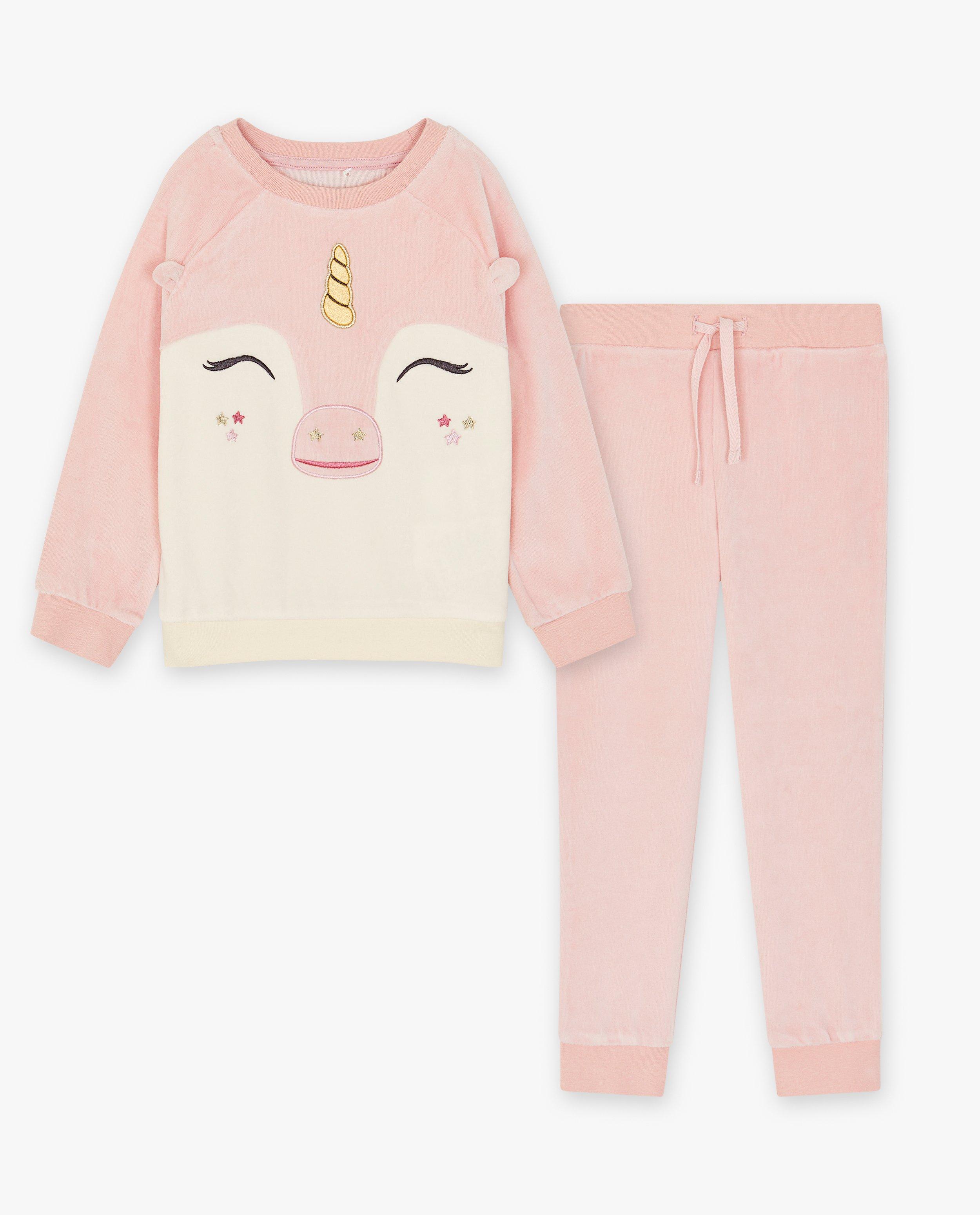 Nachtkleding - Fluwelen pyjama eenhoorn