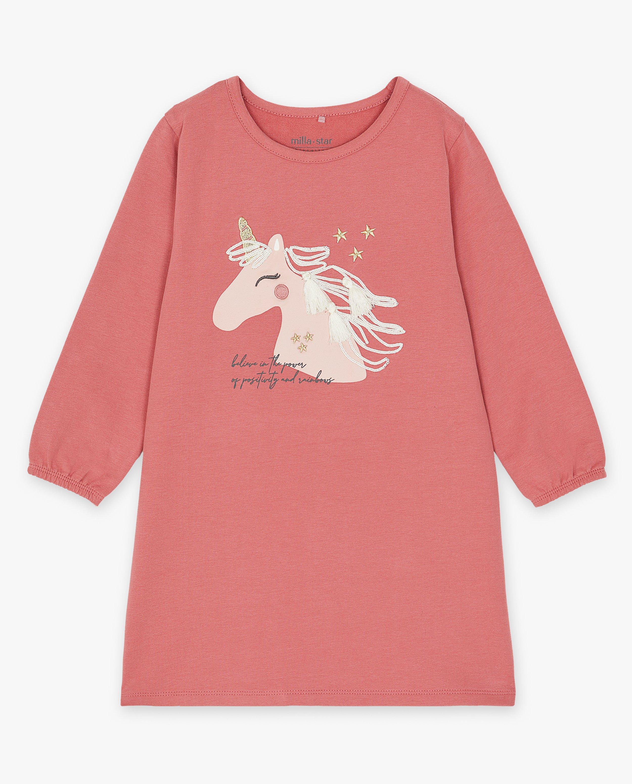 Nachtkleding - Roze nachtkleed met eenhoornprint