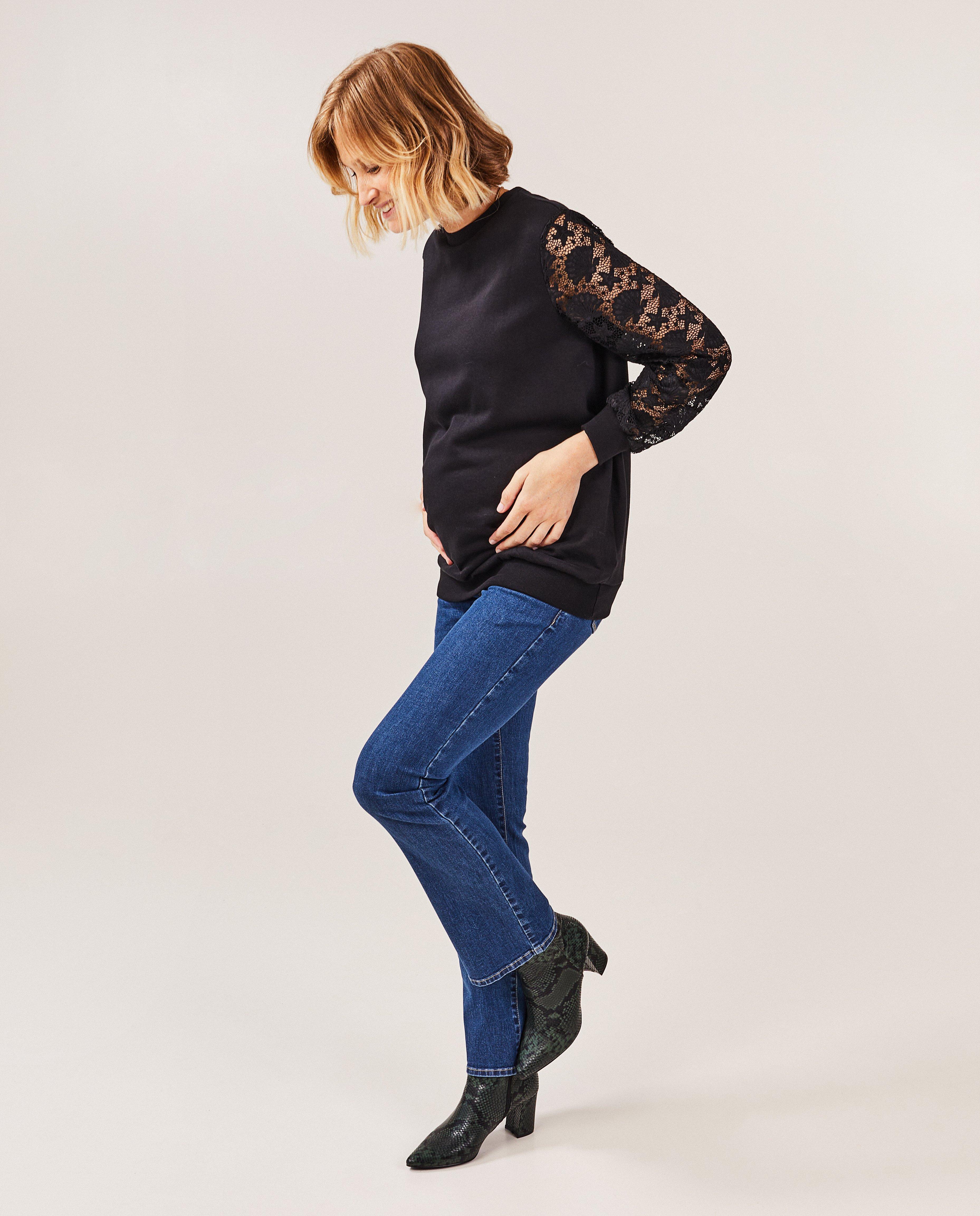 Blauwe zwangerschapsjeans, flared fit - null - Atelier Maman