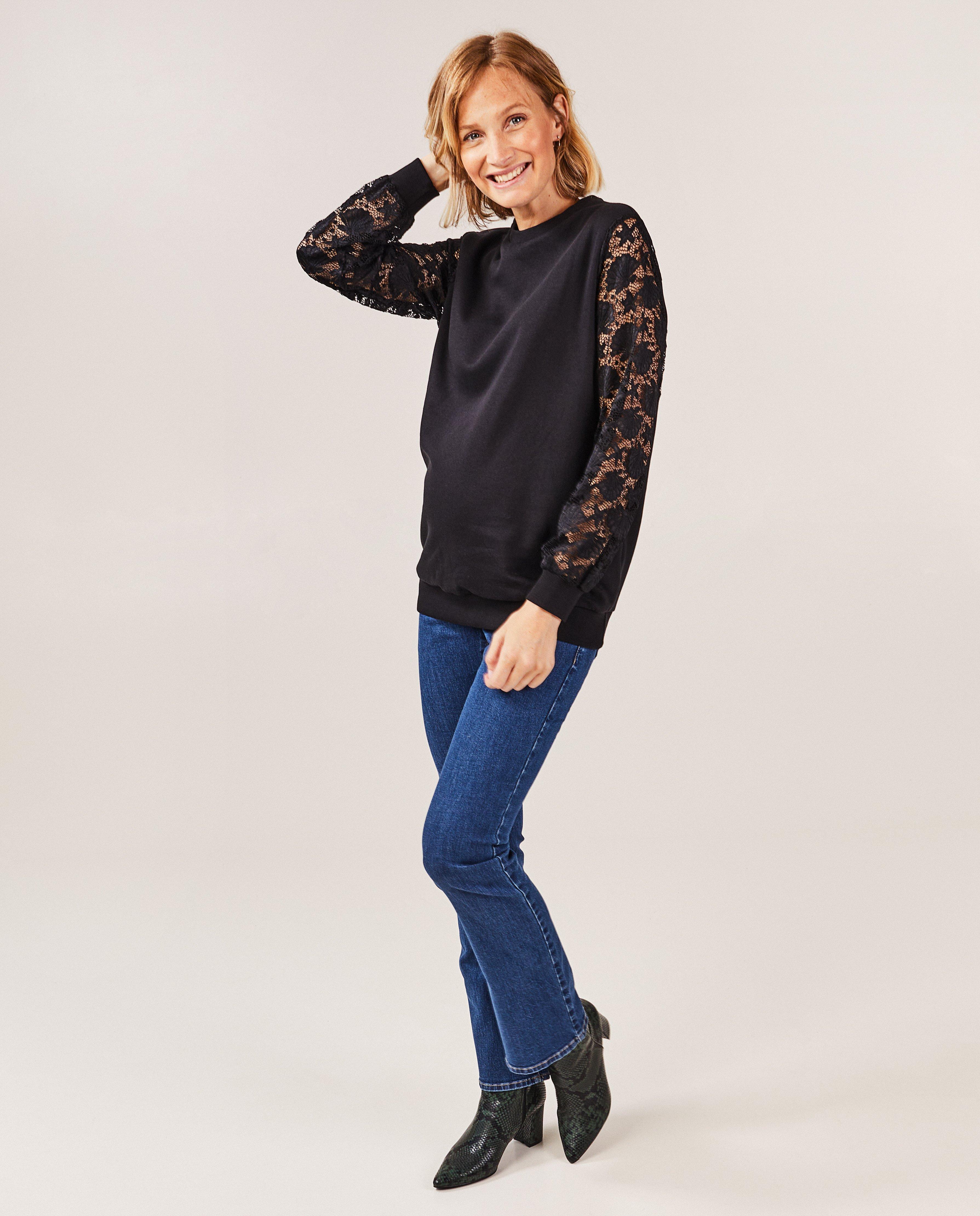 Jeans - Blauwe zwangerschapsjeans, flared fit