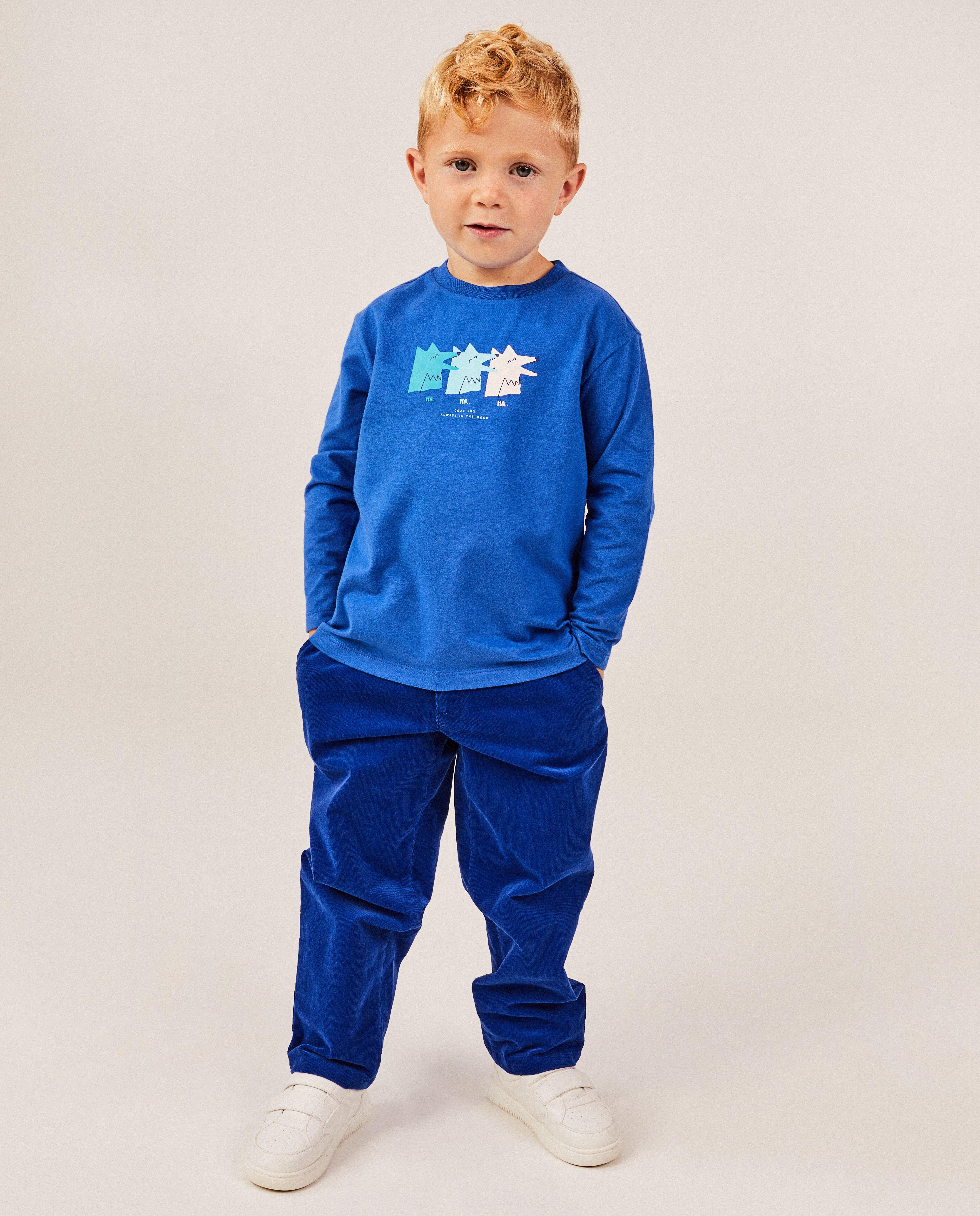 Blauwe broek van ribfluweel - null - Kidz Nation