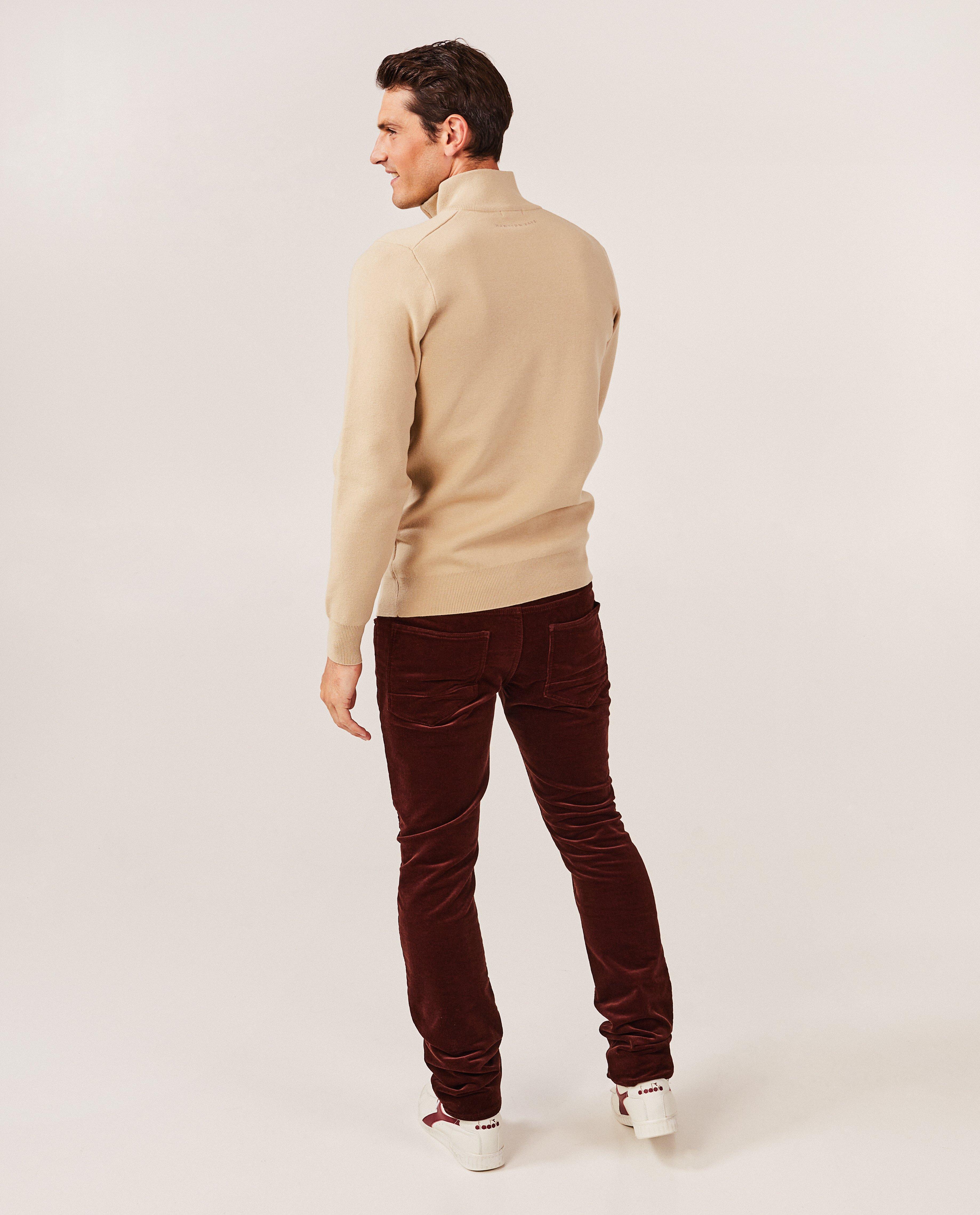 Truien - Beige trui met korte rits