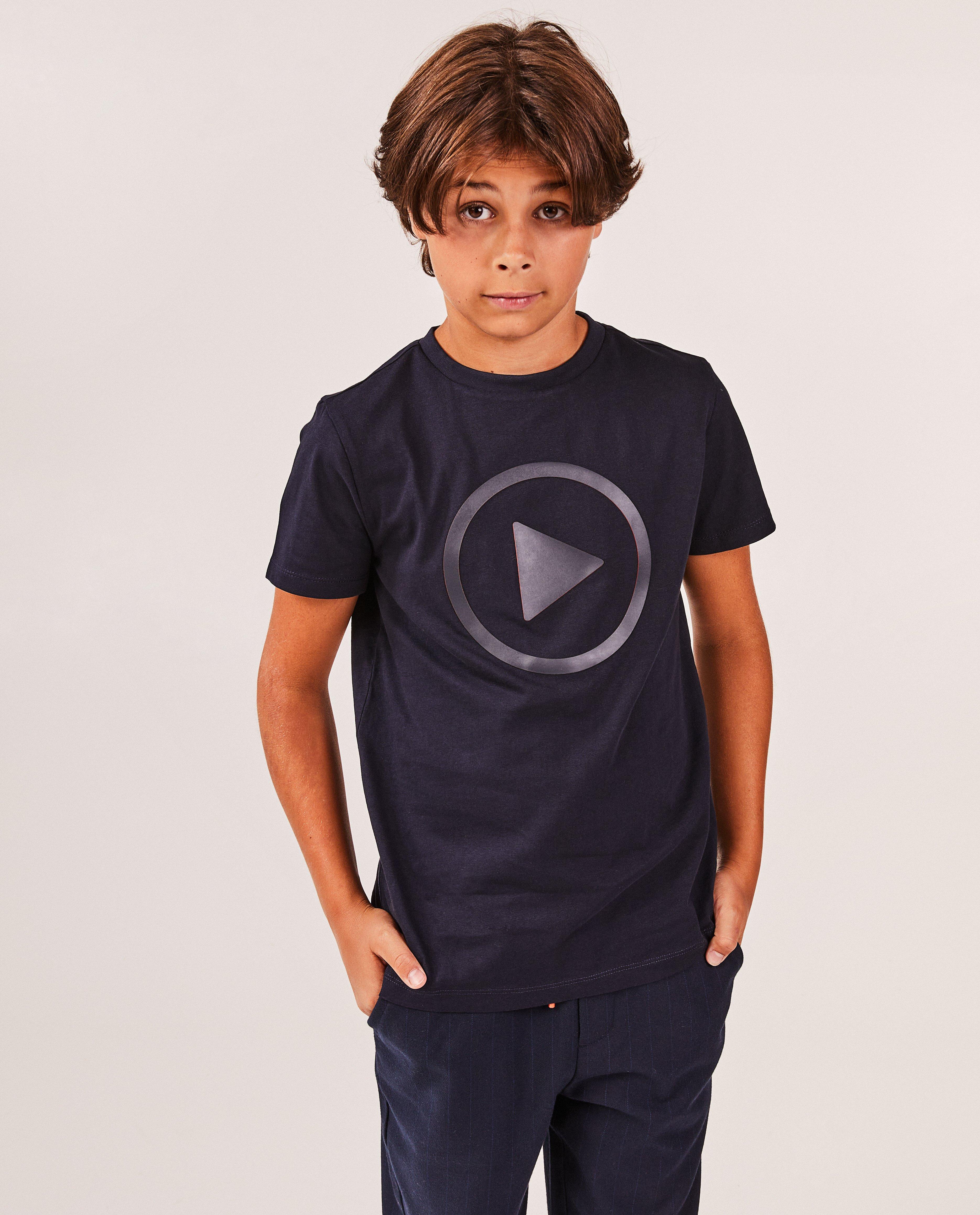 T-shirts - T-shirt bleu foncé à imprimé en relief
