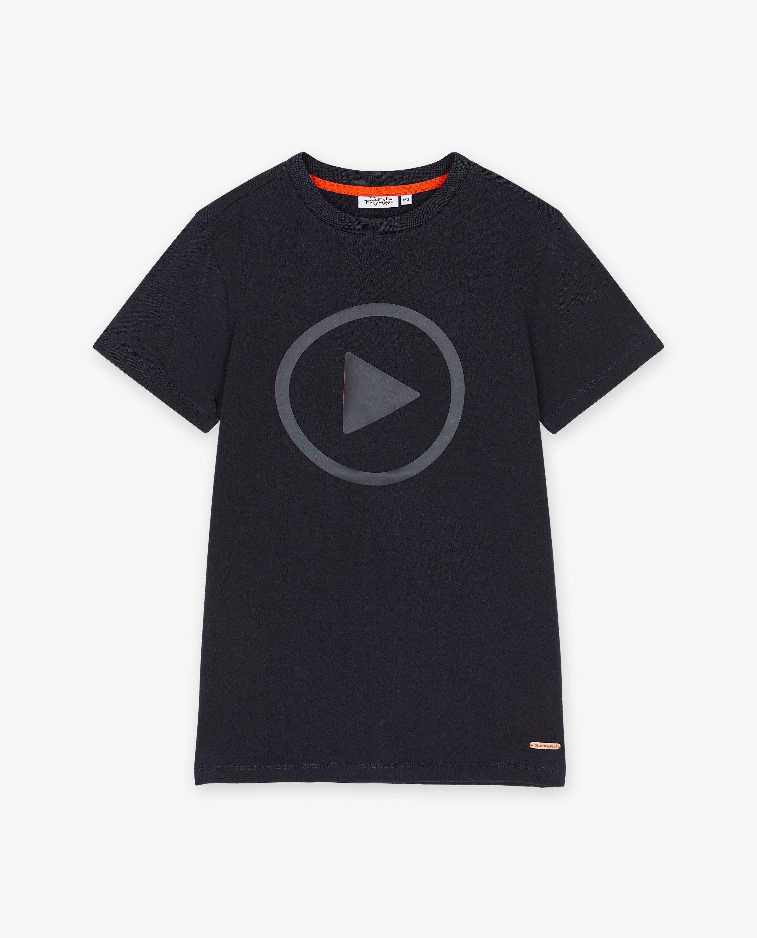T-shirts - T-shirt bleu foncé à imprimé en relief