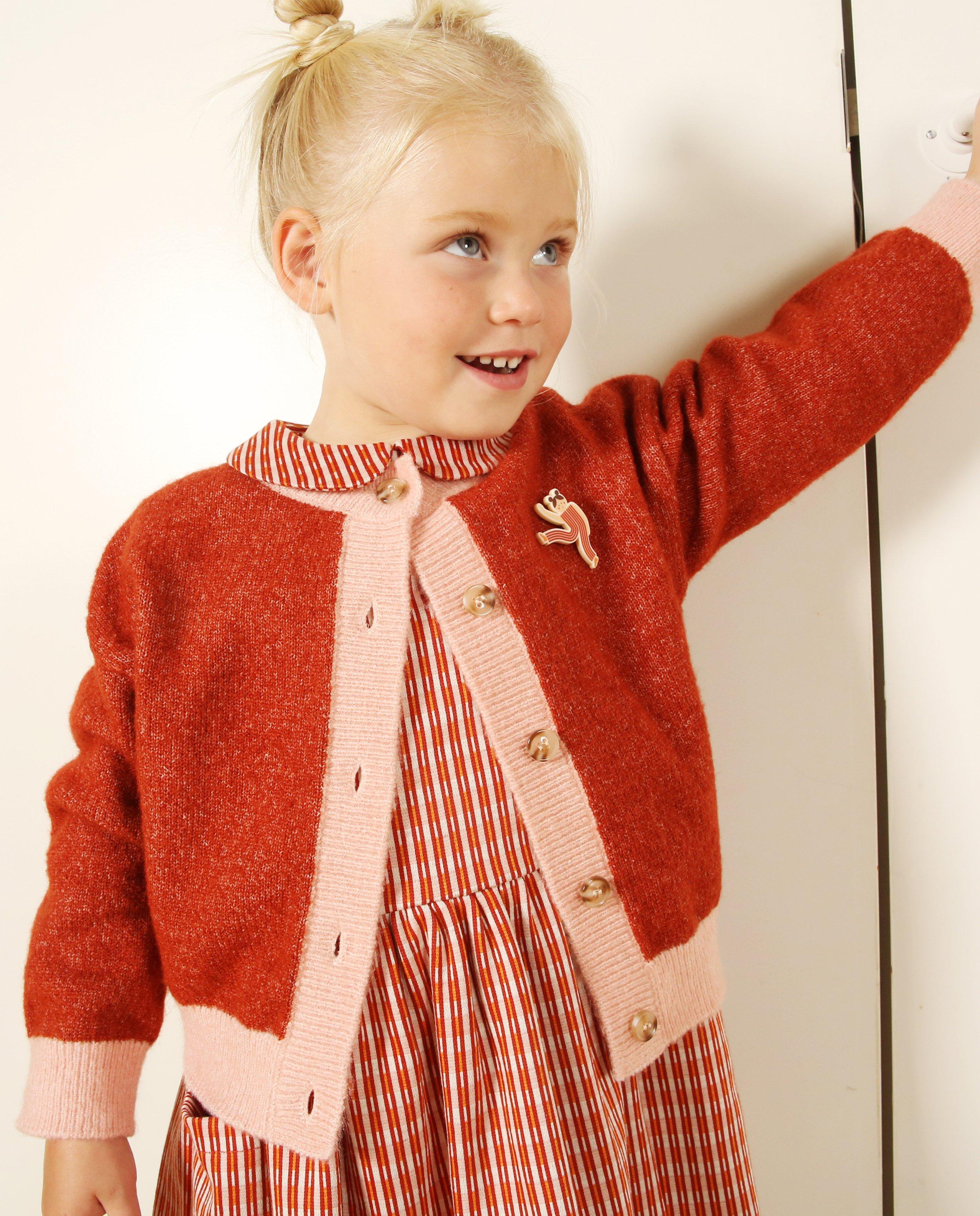 Cardigan - Rode cardigan met color block