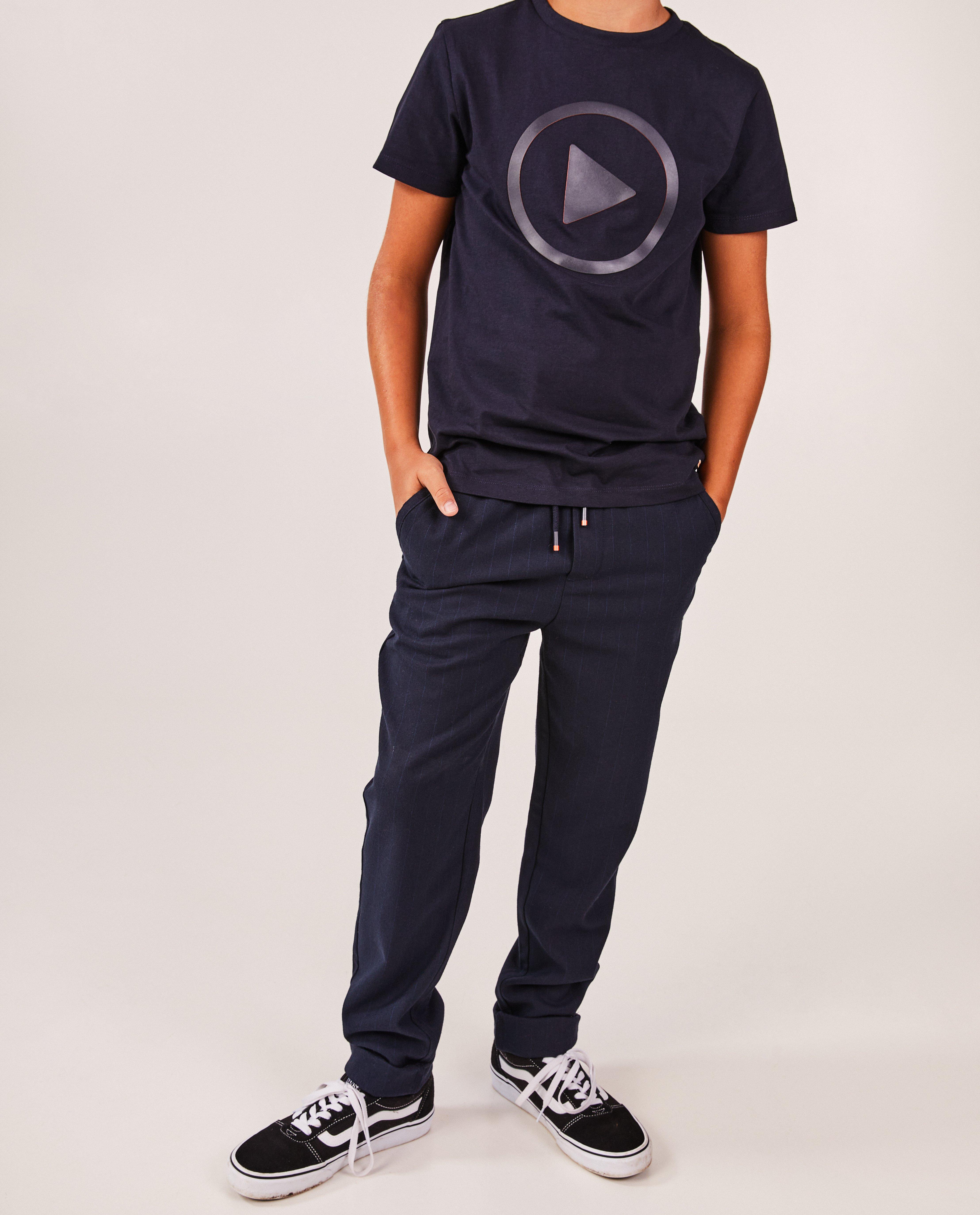 Pantalon bleu foncé à rayures tennis - null - Dylan Haegens