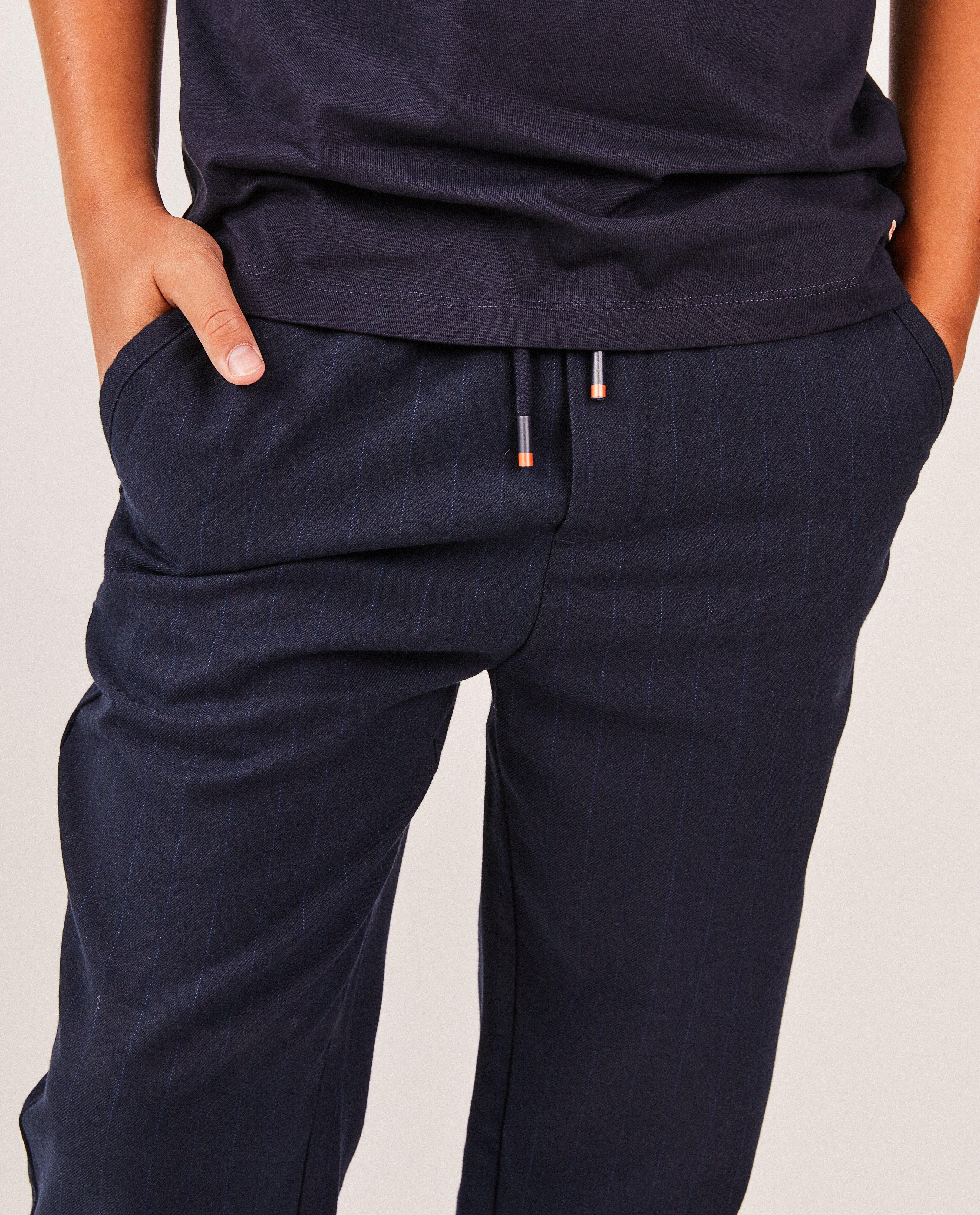 Broeken - Donkerblauwe broek met krijtstreep