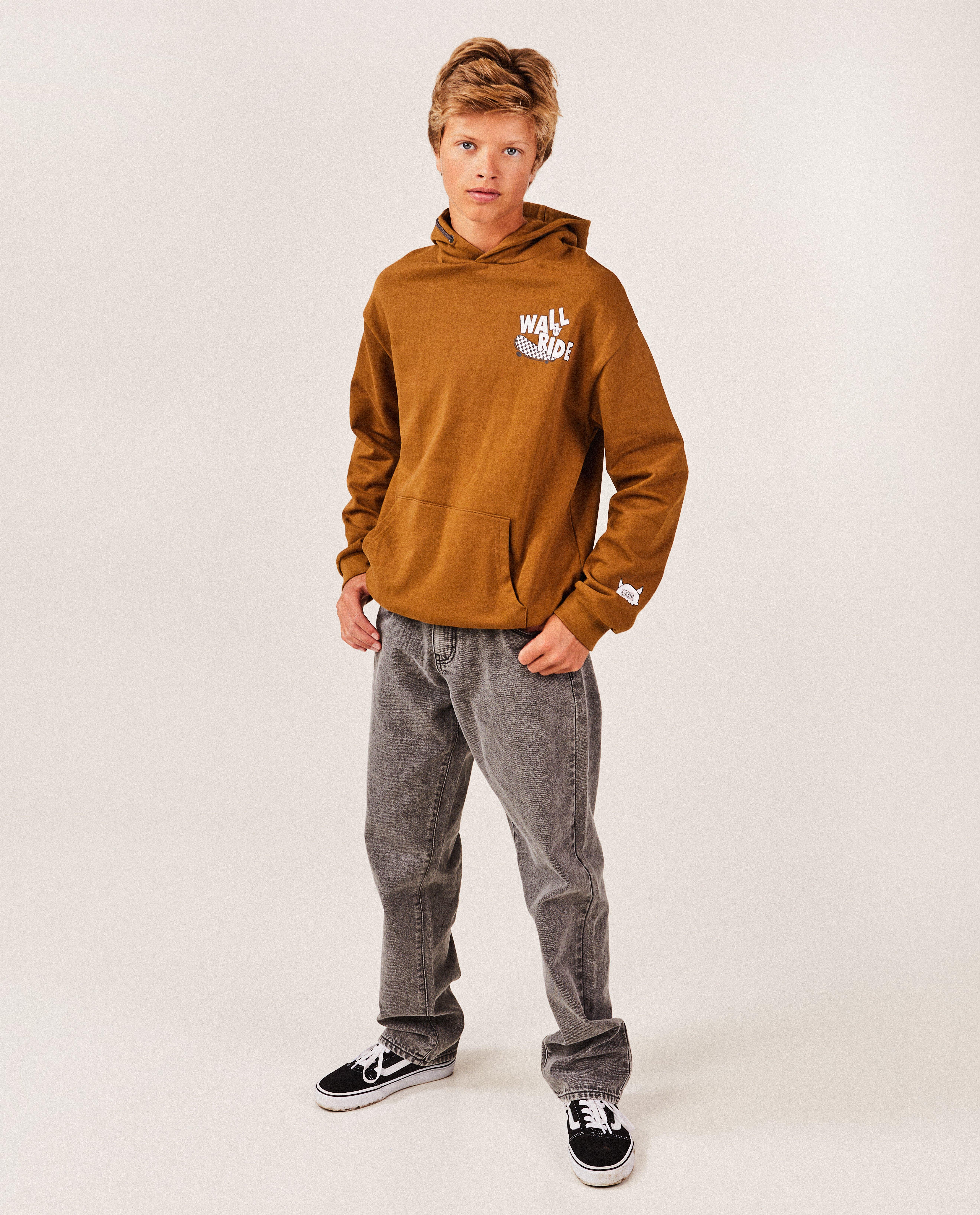 Bruine hoodie met opschrift - null - Trick-it