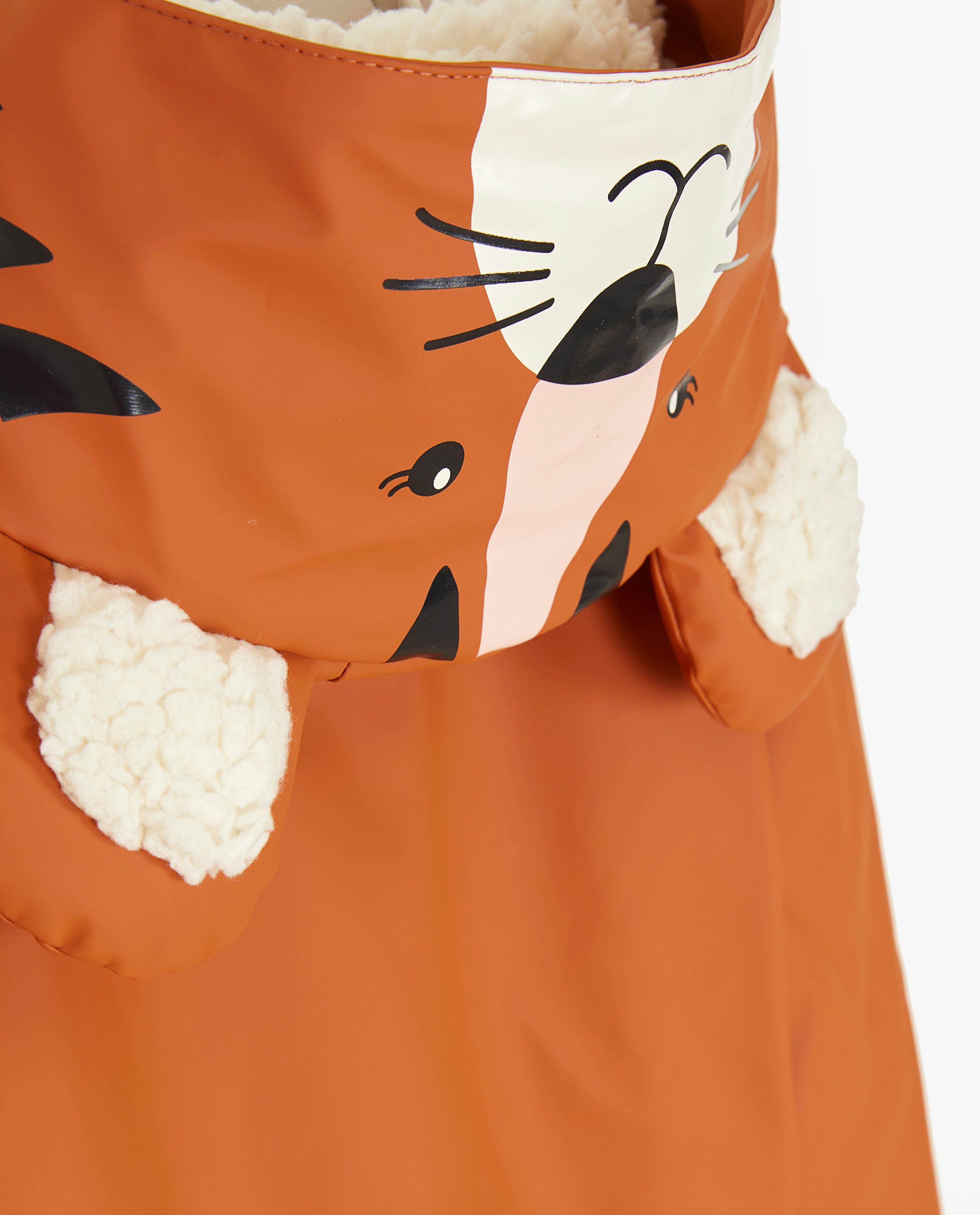 Poncho's en teddy's - Oranje jas met dierenprint