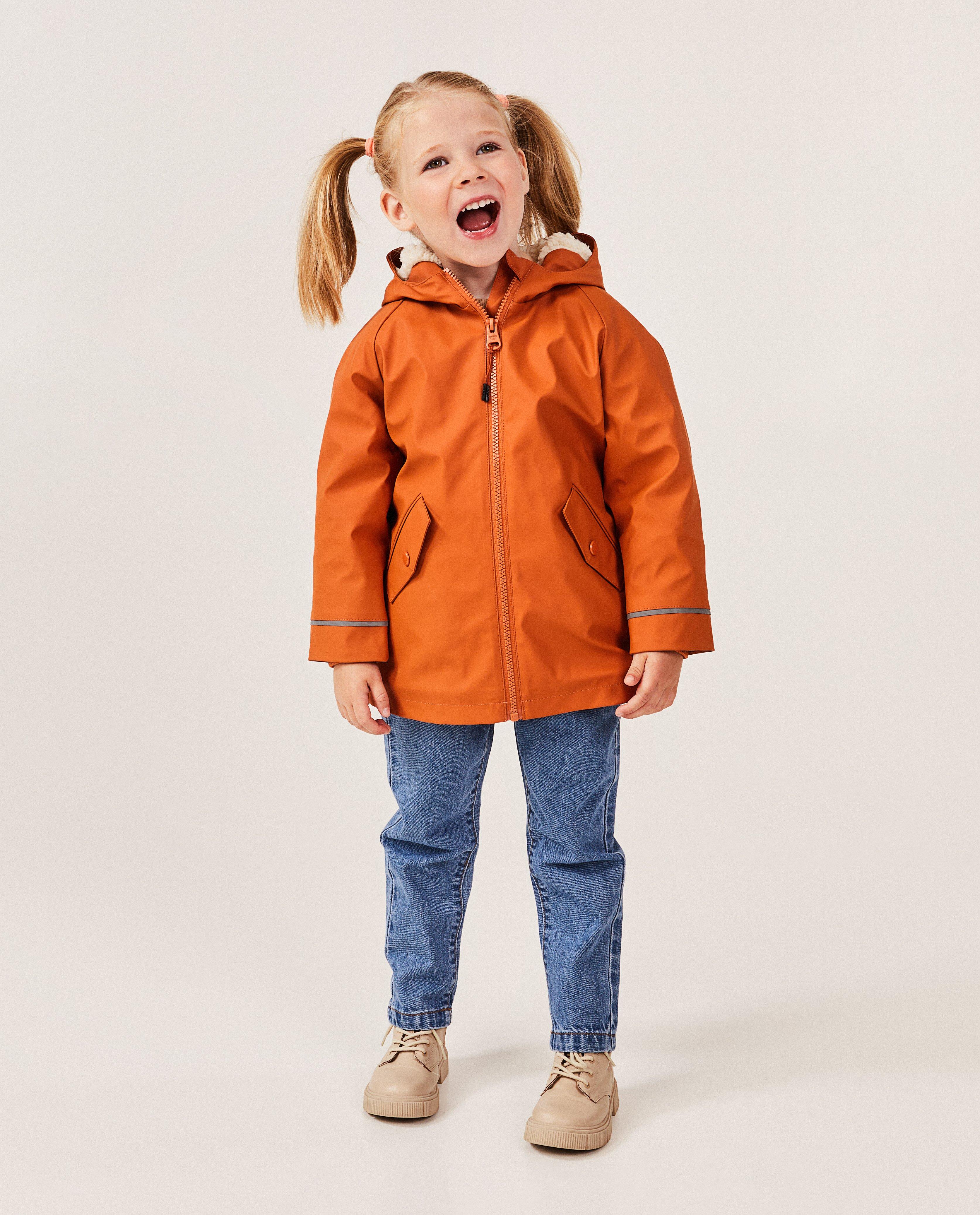 Poncho's en teddy's - Oranje jas met dierenprint