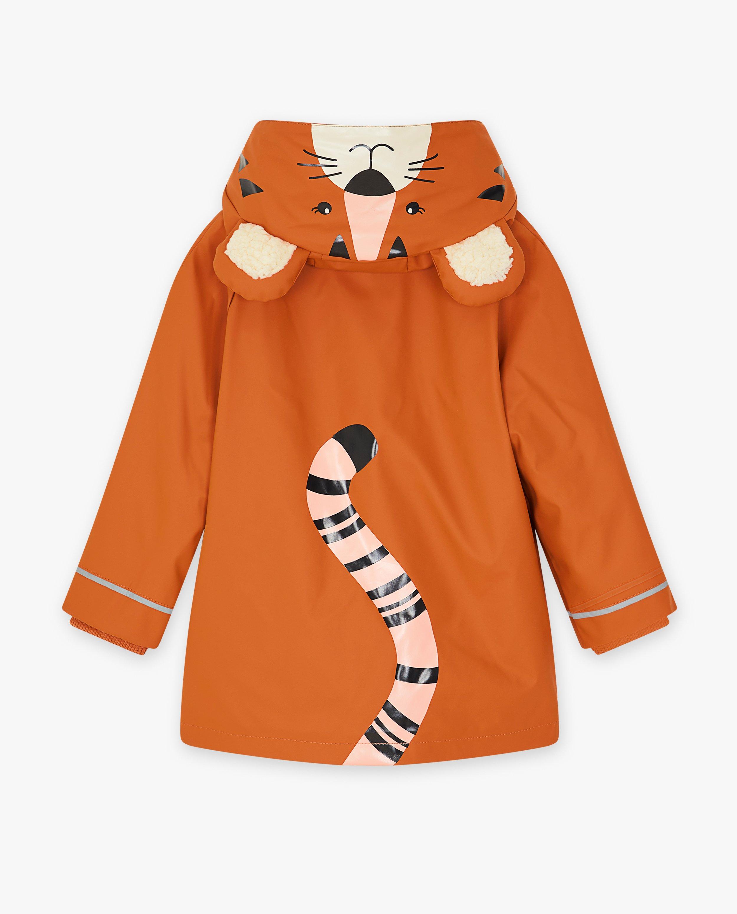 Poncho's en teddy's - Oranje jas met dierenprint