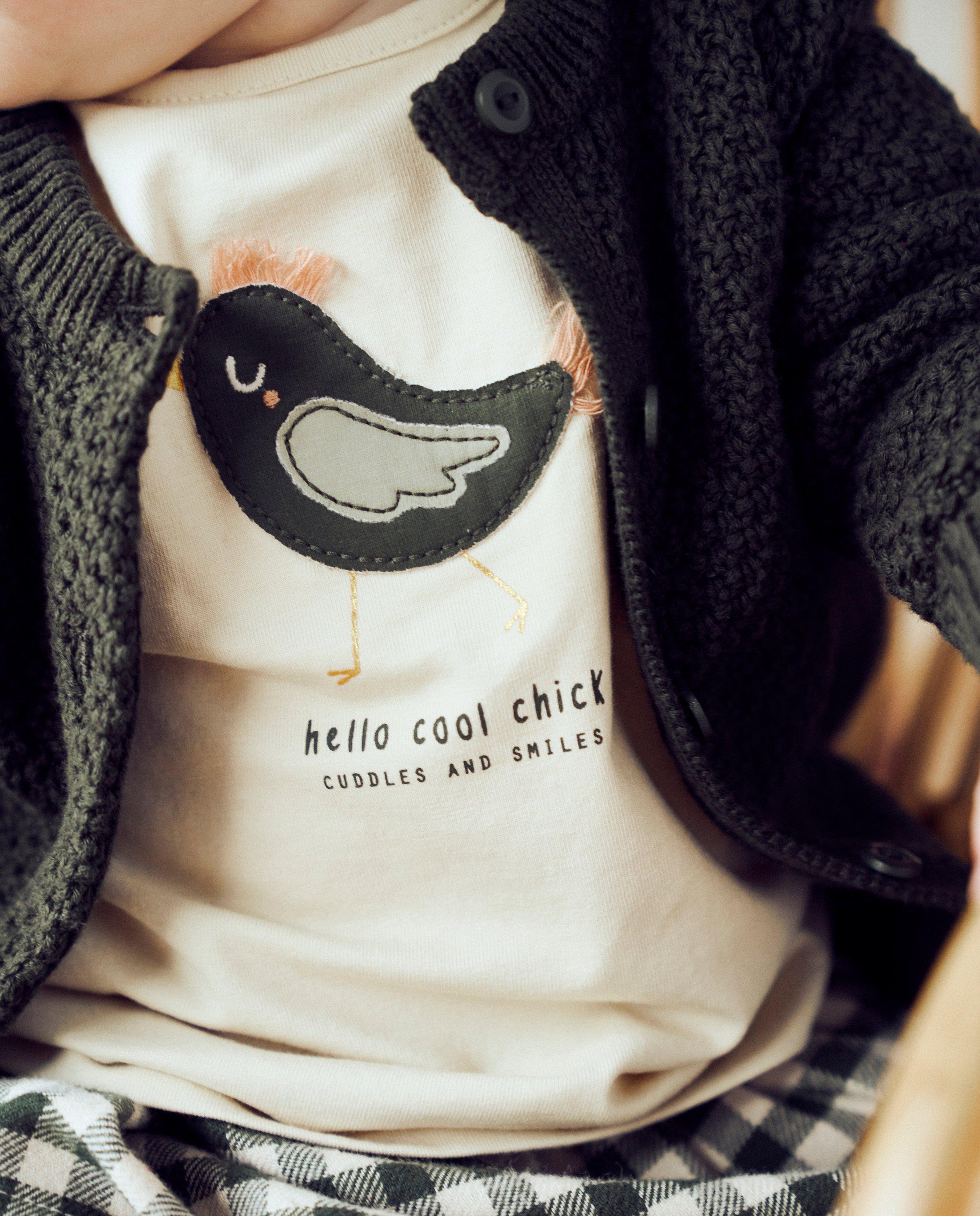 T-shirt beige à manches longues avec un oiseau - null - Cuddles and Smiles