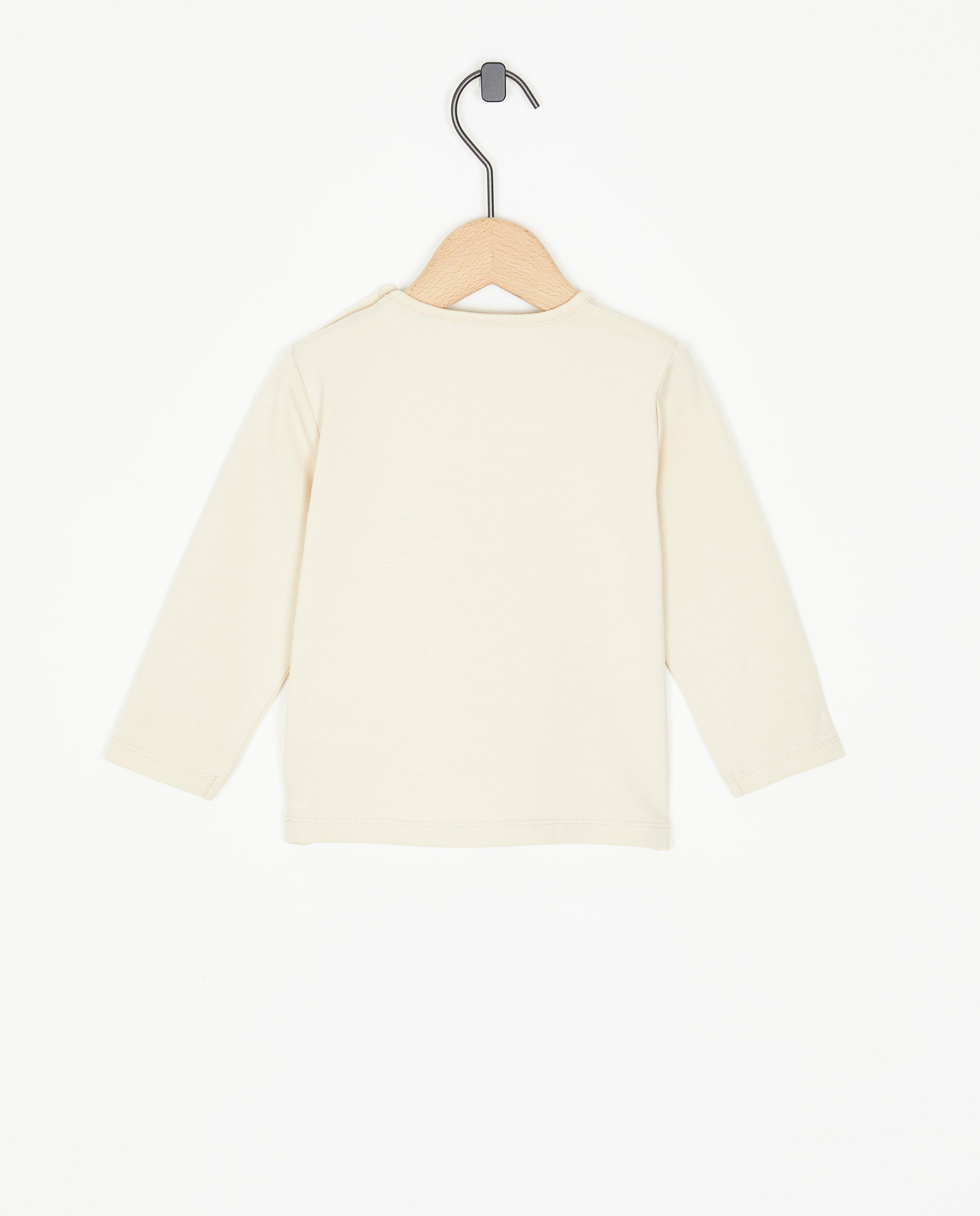 T-shirts - T-shirt beige à manches longues avec un oiseau