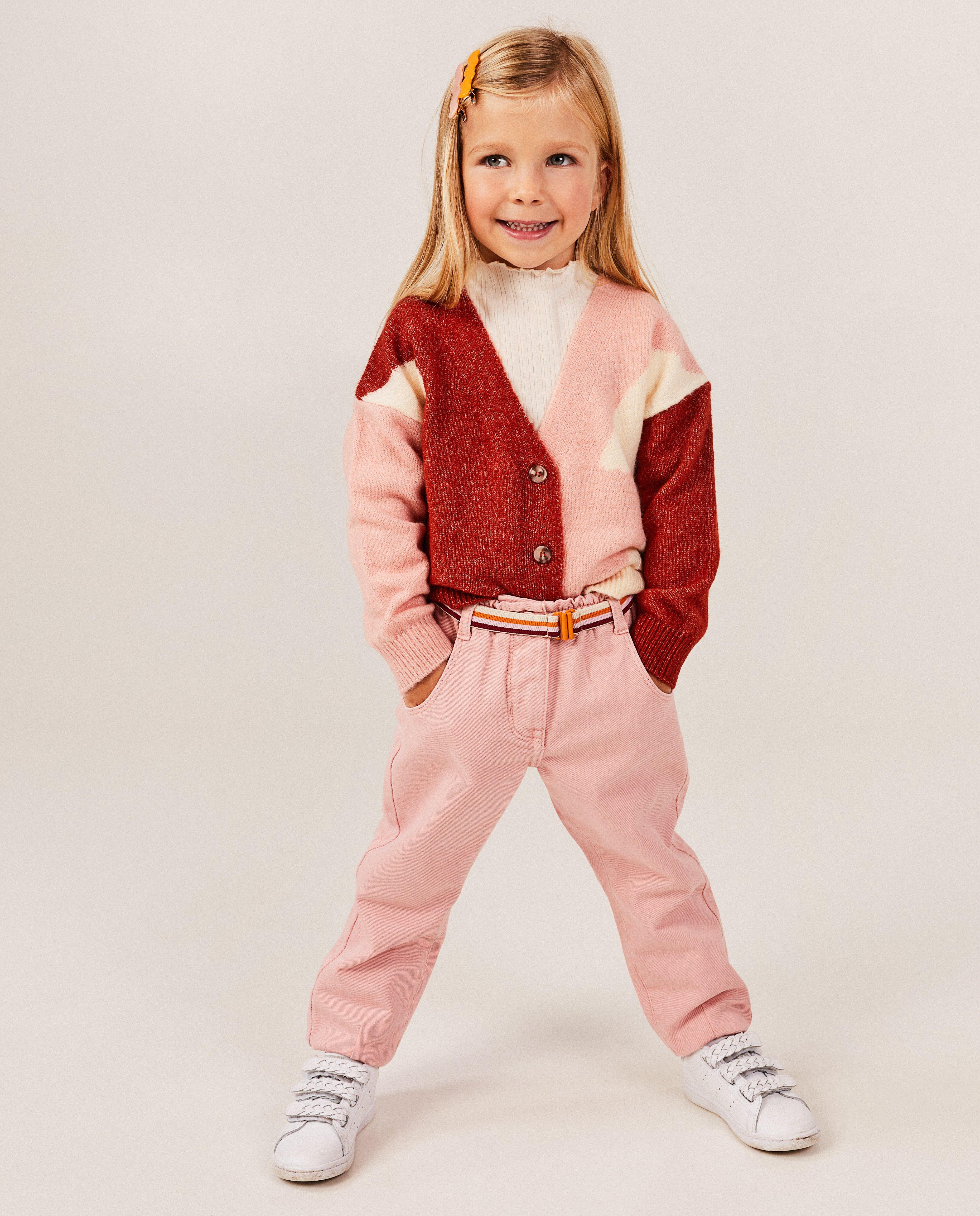 Broeken - Roze jeans met riem