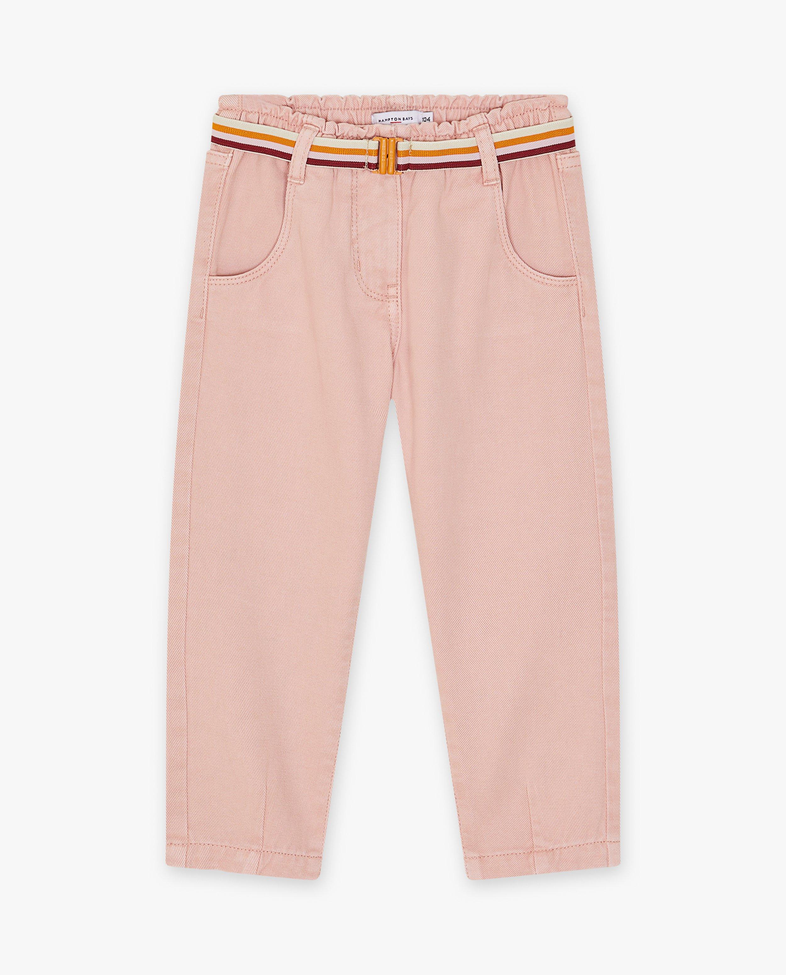 Broeken - Roze jeans met riem