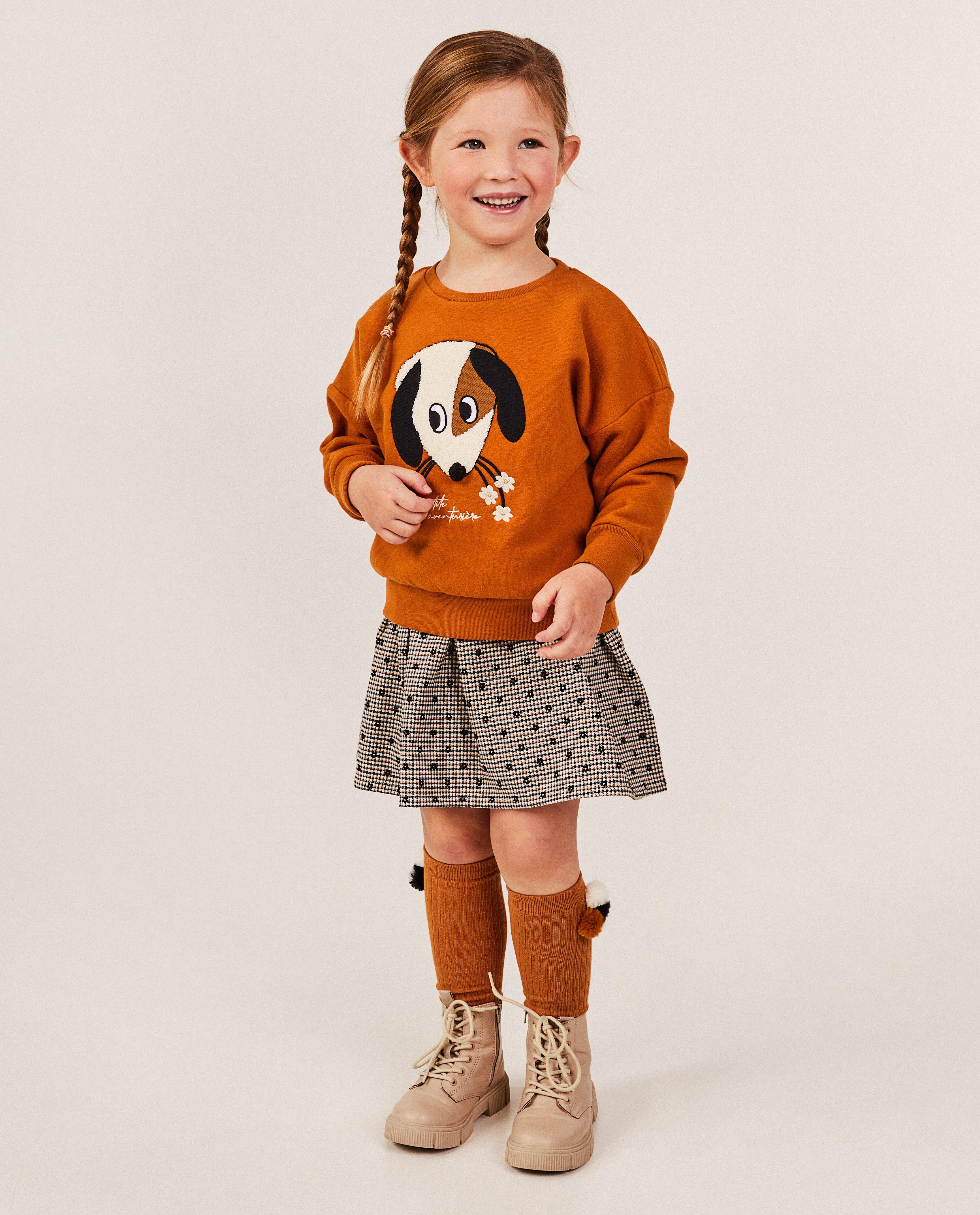 Jupe avec des fleurs brodées - Détails du produit - brun - image numéro 1