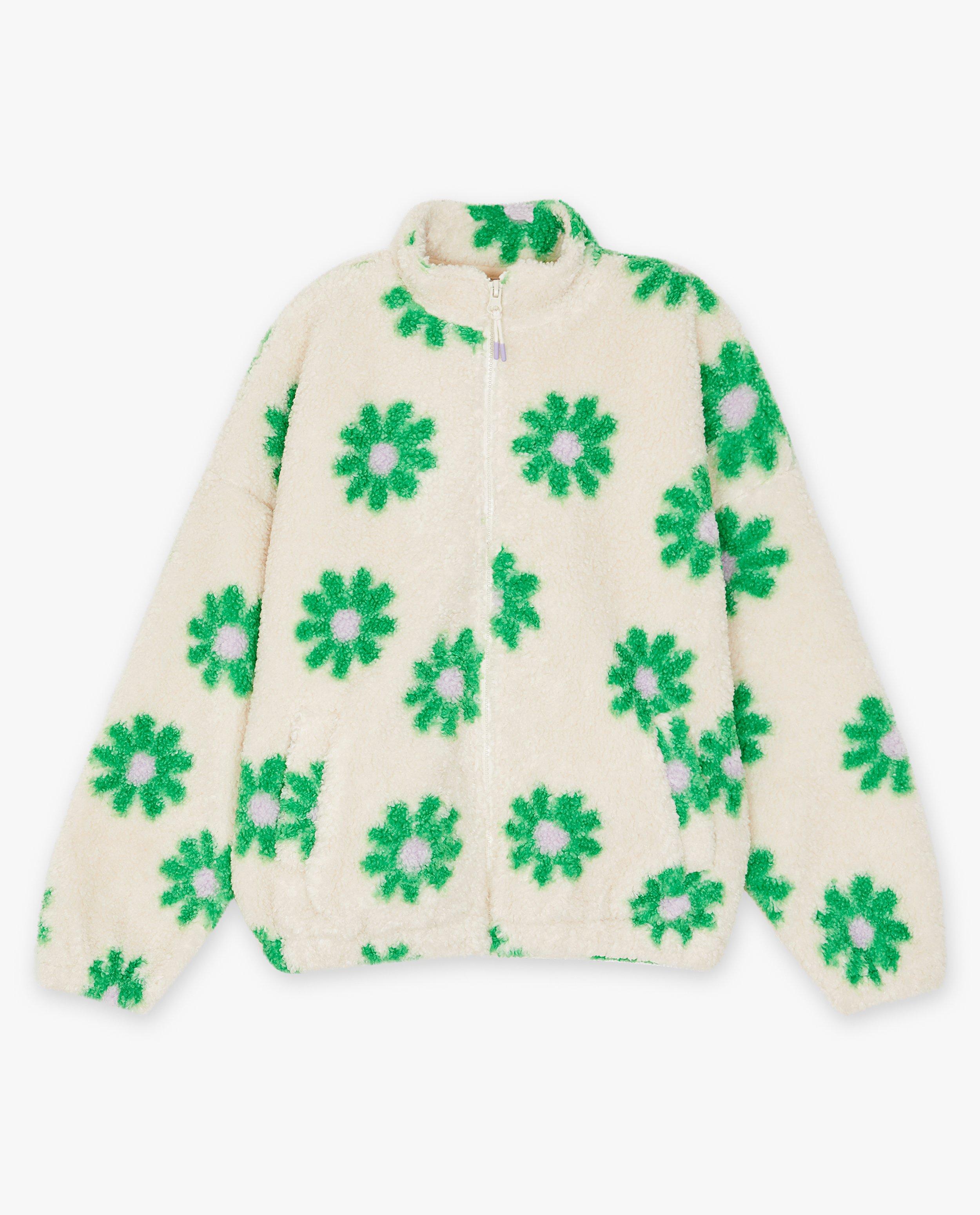 Cardigan - Teddy vest met bloemenprint