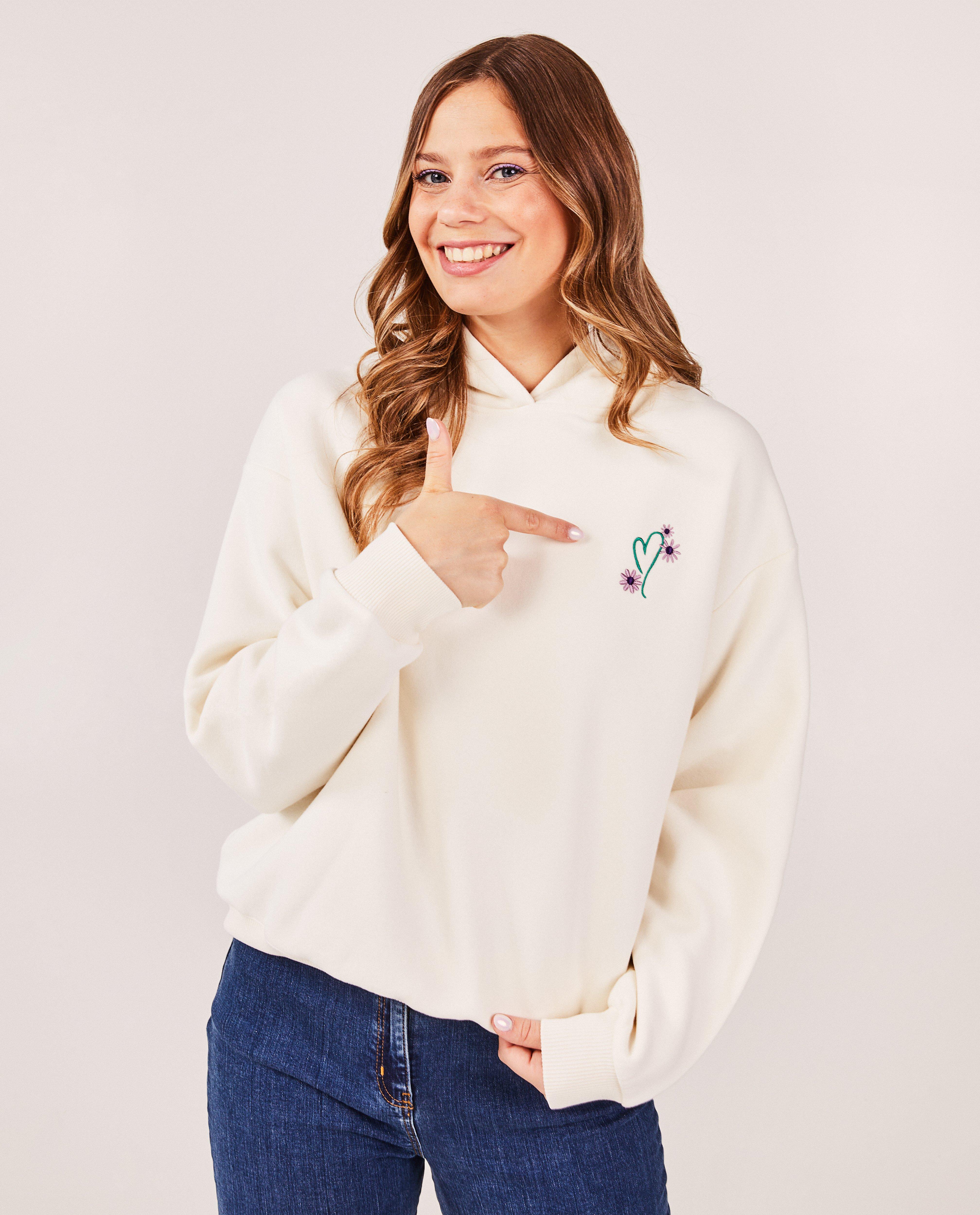 Sweats - Hoodie écru avec broderies