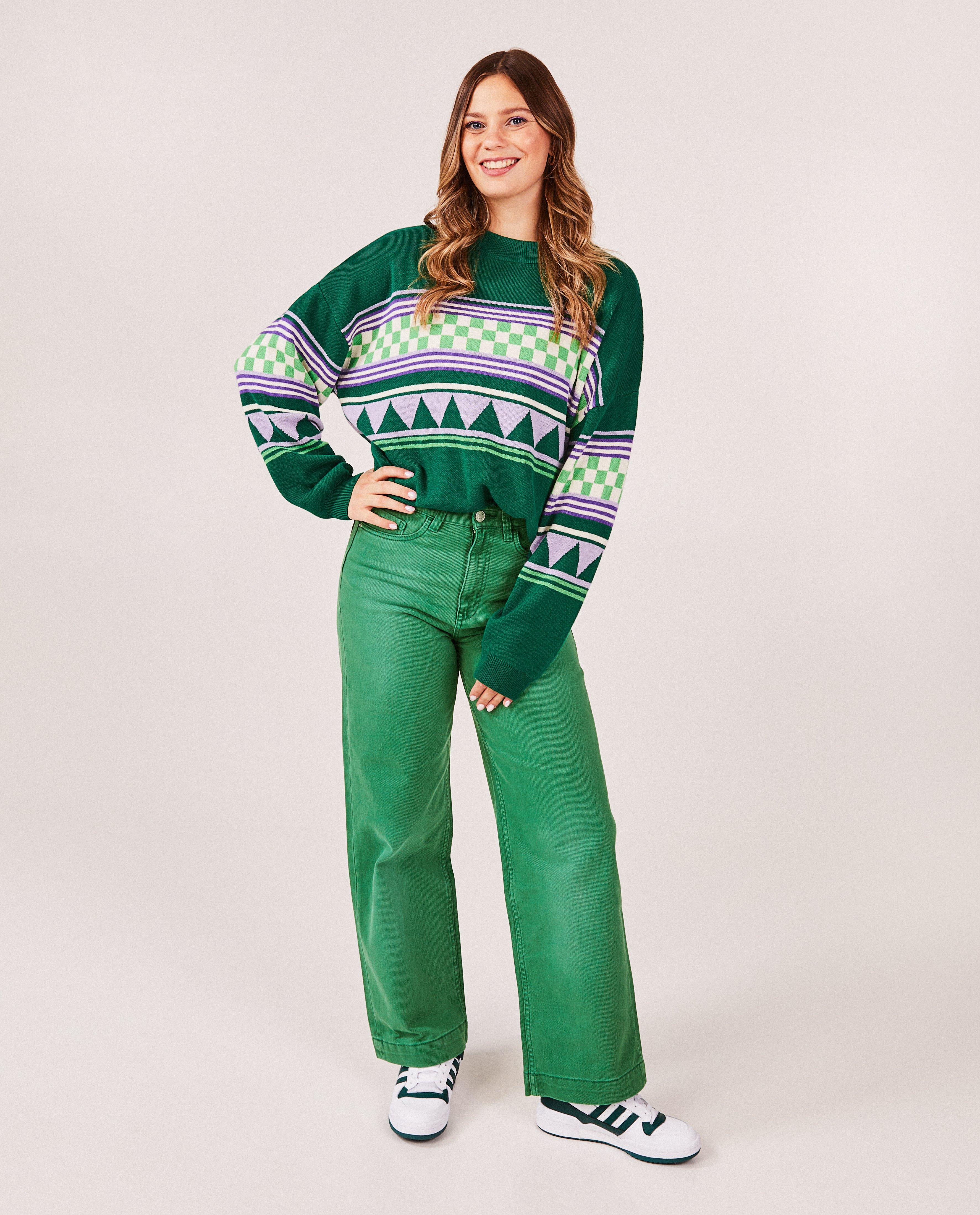 Groene jeans, straight fit - null - Maude Van der Vorst