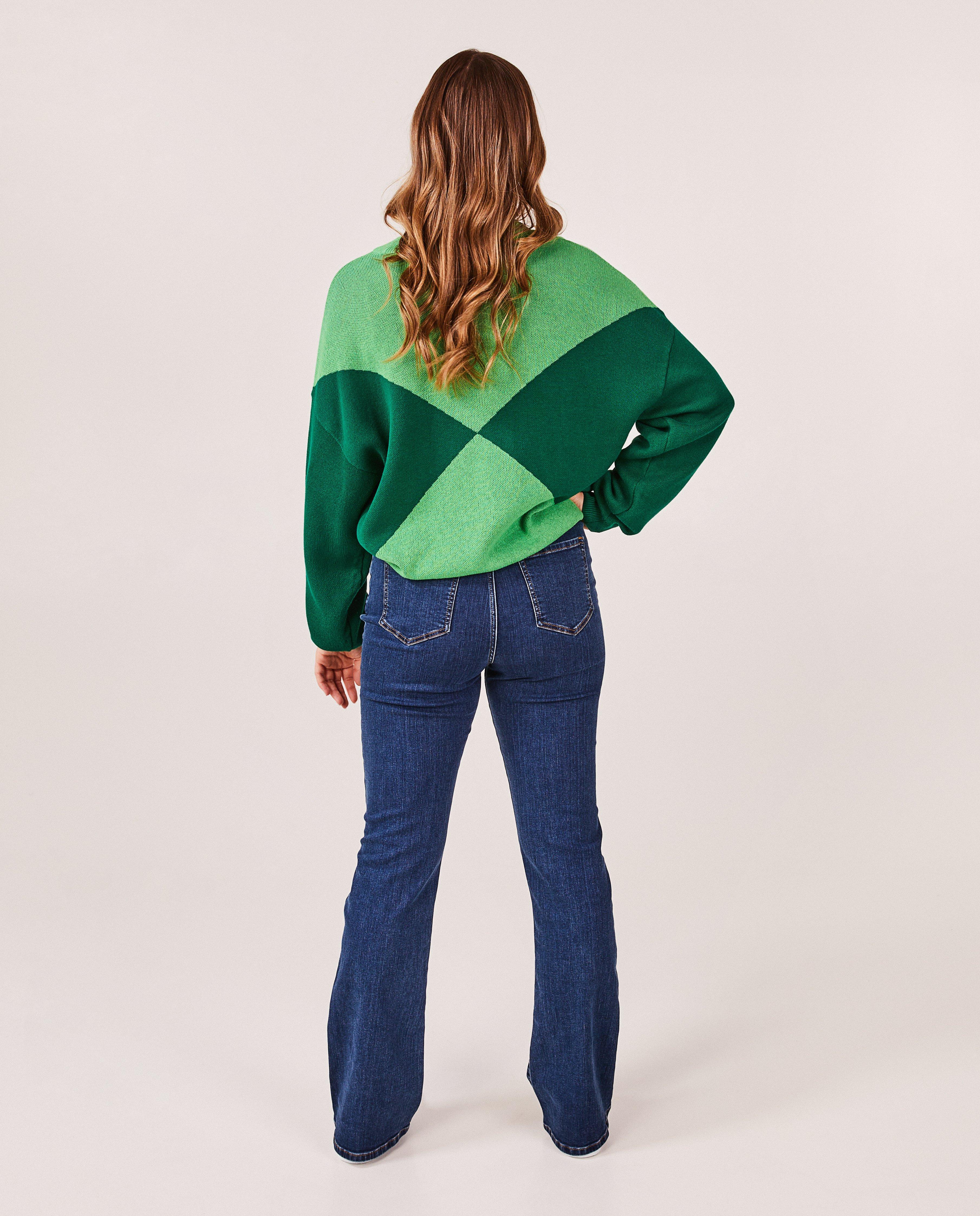Jeans - Donkerblauwe jeans, flared fit