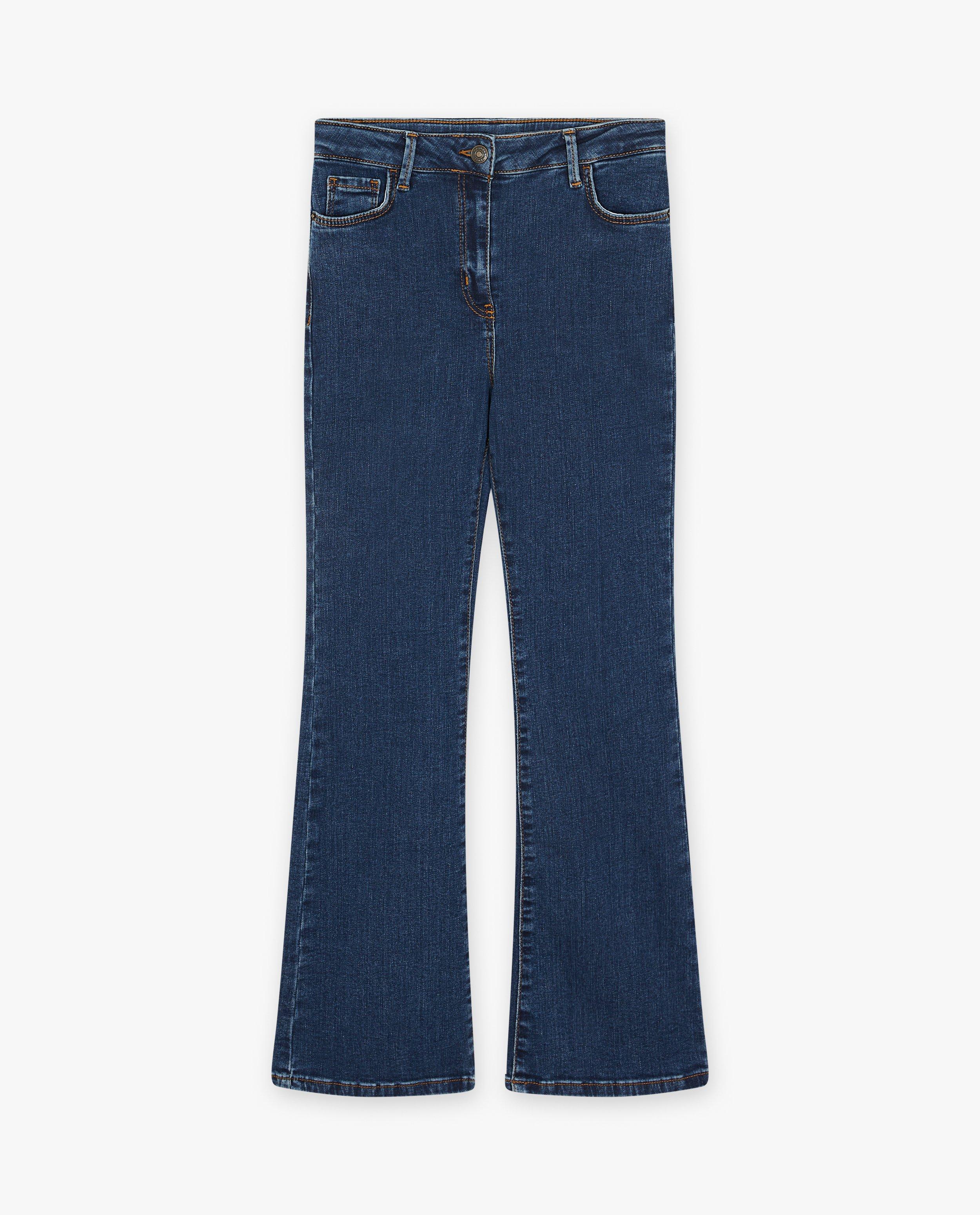 Jeans - Donkerblauwe jeans, flared fit