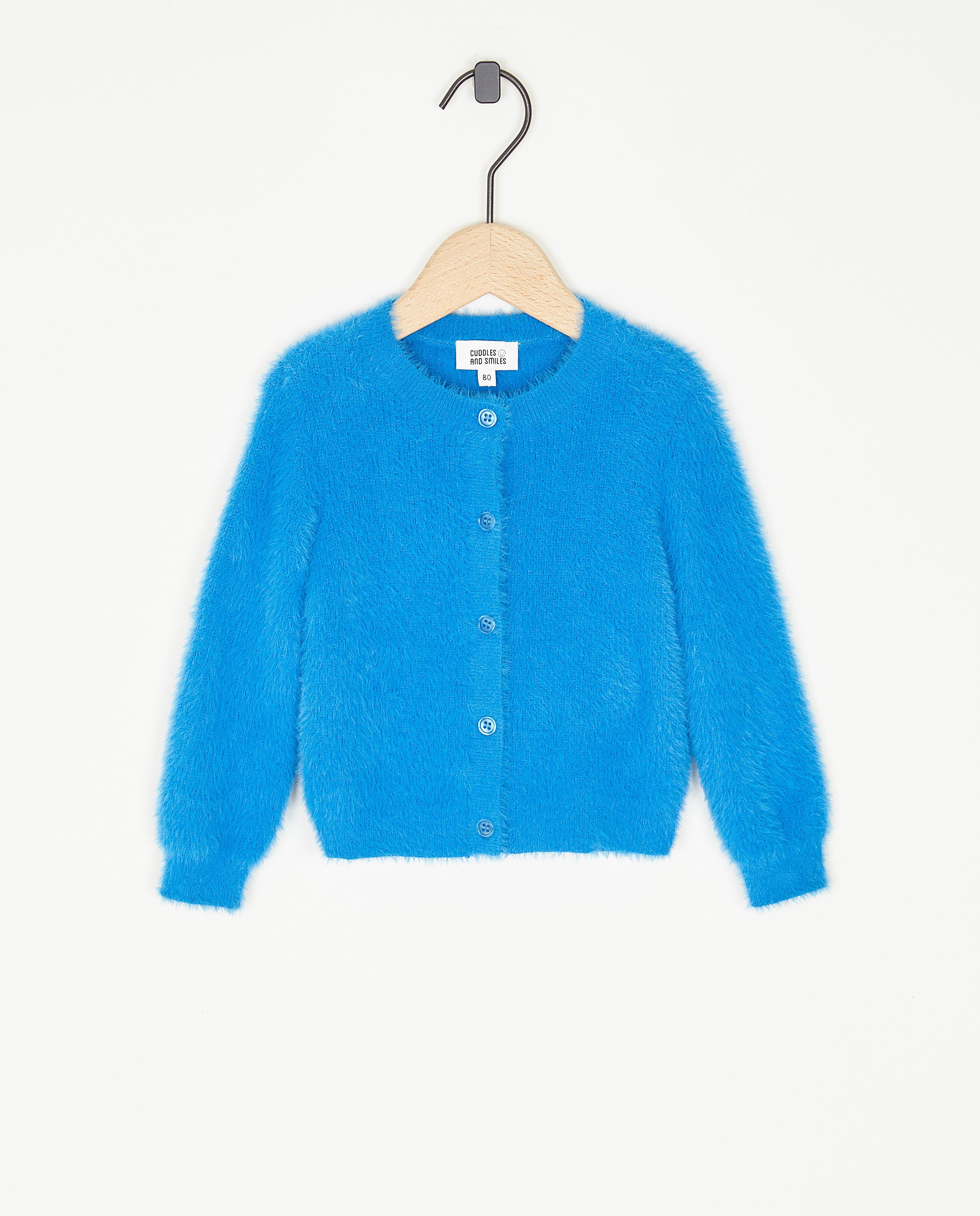 Blauwe fuzzy cardigan - null - Cuddles and Smiles