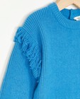 Robes - Robe bleue en tricot avec des franges