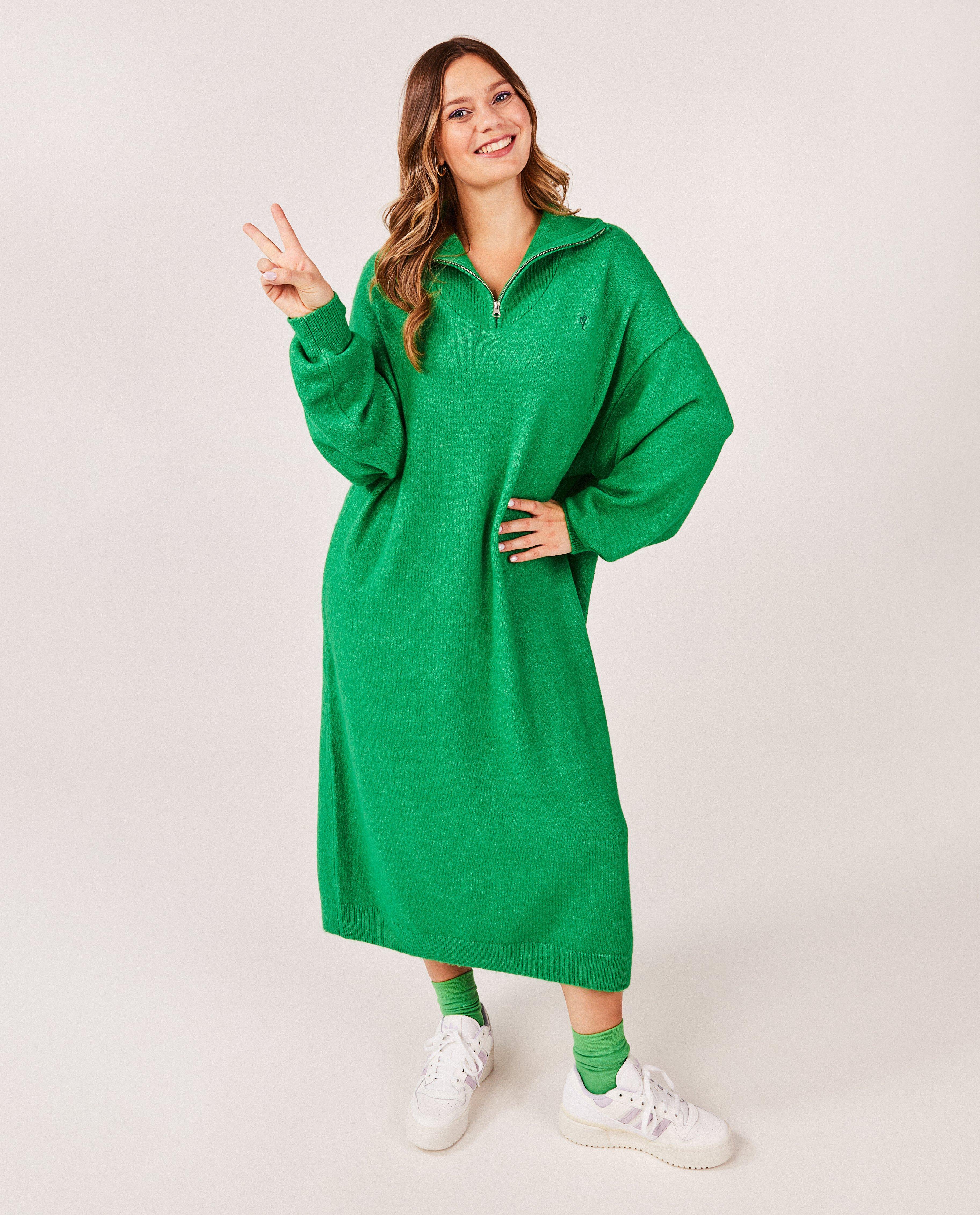 Robes - Robe verte avec une fermeture à glissière