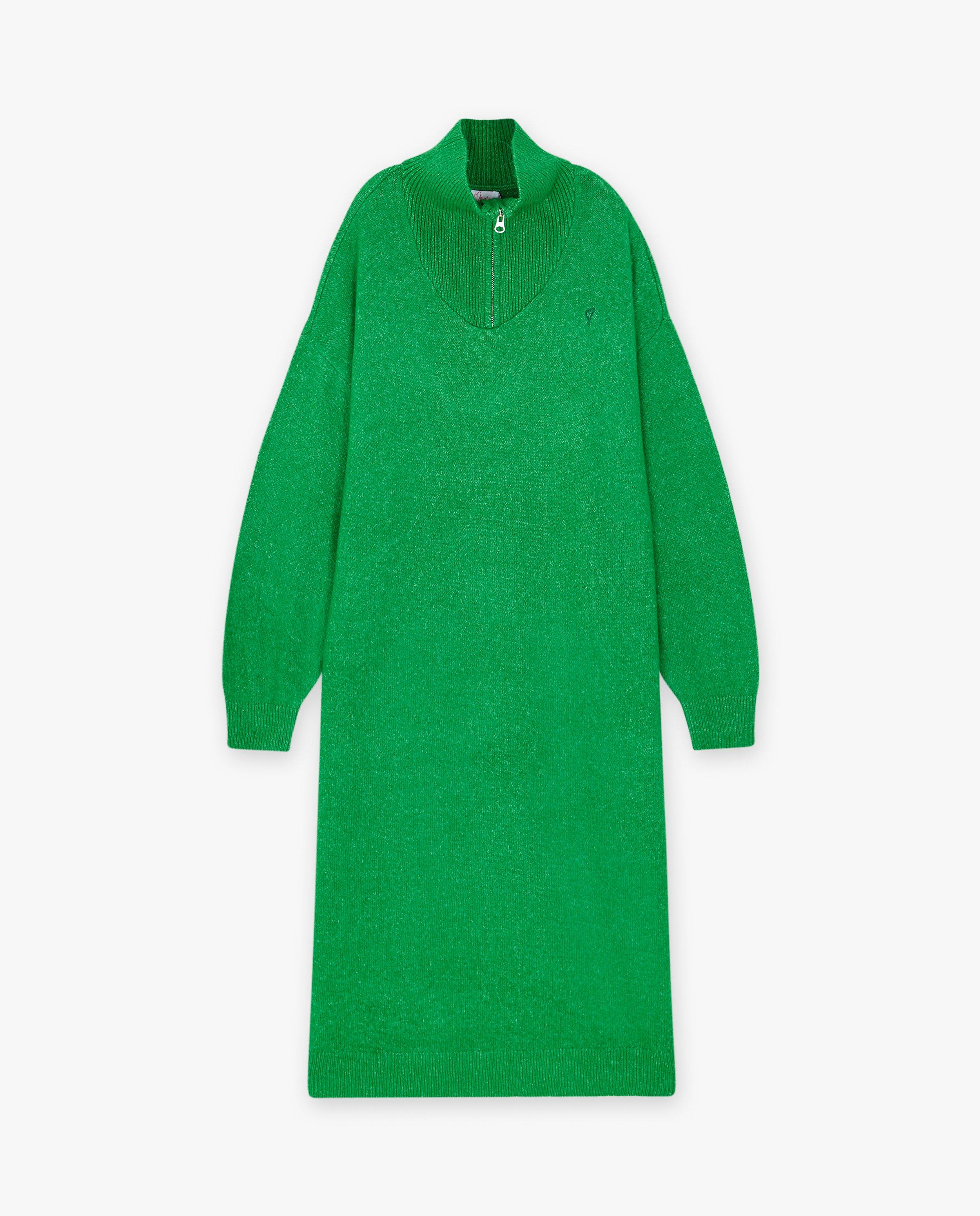 Robes - Robe verte avec une fermeture à glissière
