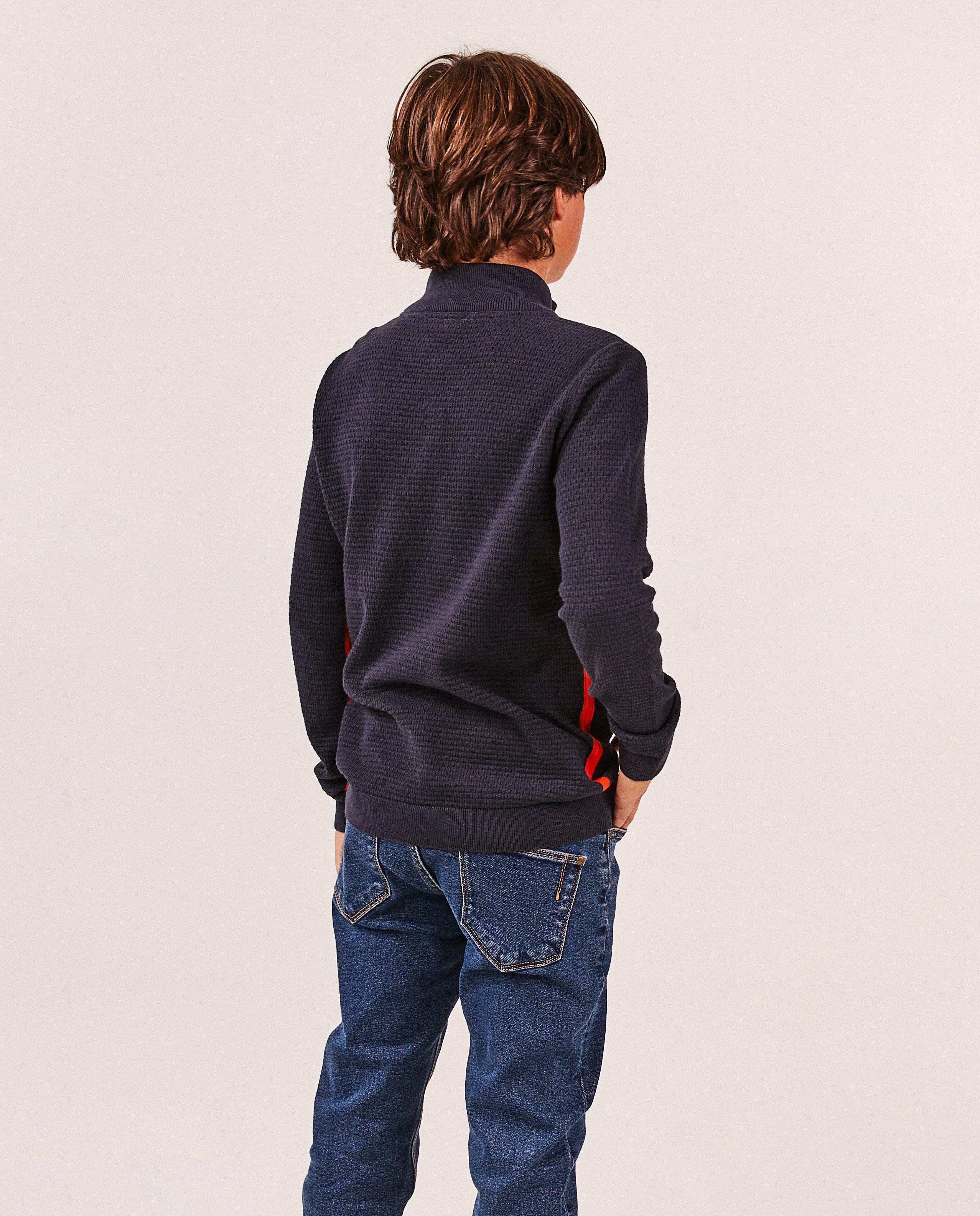 Pulls - Pull bleu foncé avec une courte fermeture à glissière