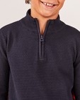 Truien - Donkerblauwe trui met korte rits