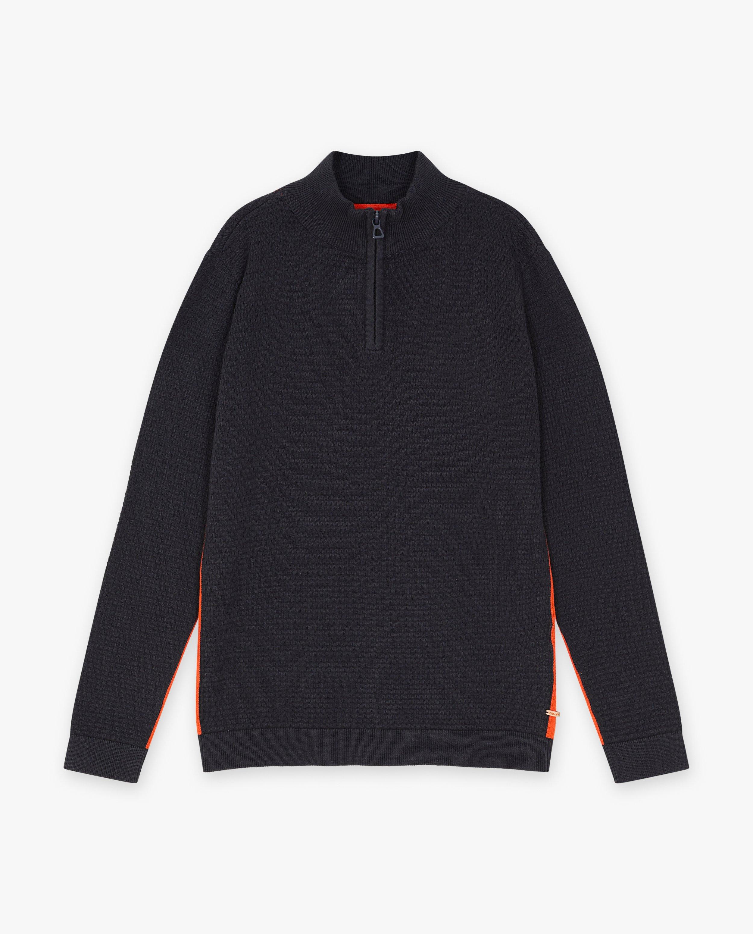 Pulls - Pull bleu foncé avec une courte fermeture à glissière