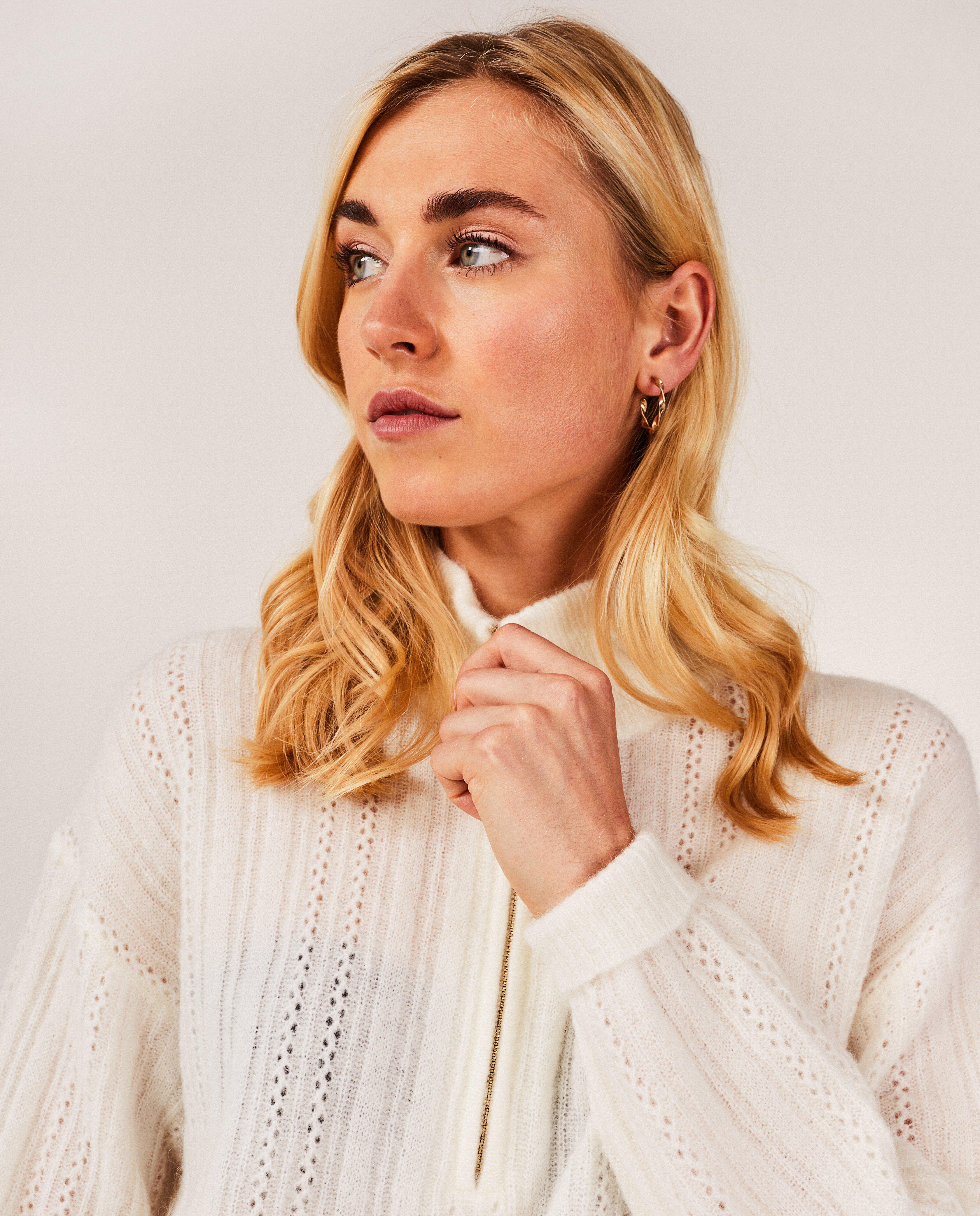 Pulls - Pull blanc à motif ajouré