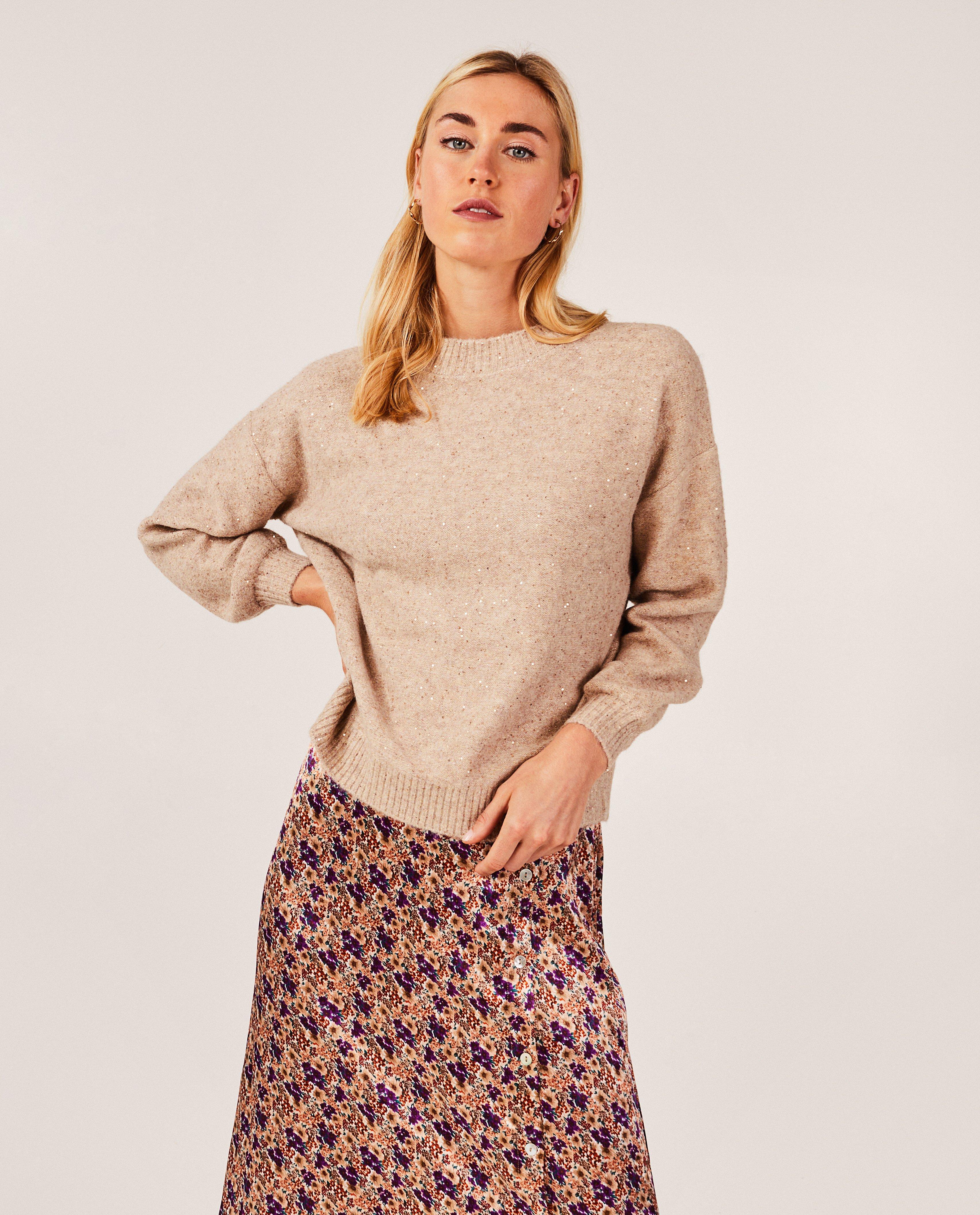 Pulls - Pull mauve à paillettes