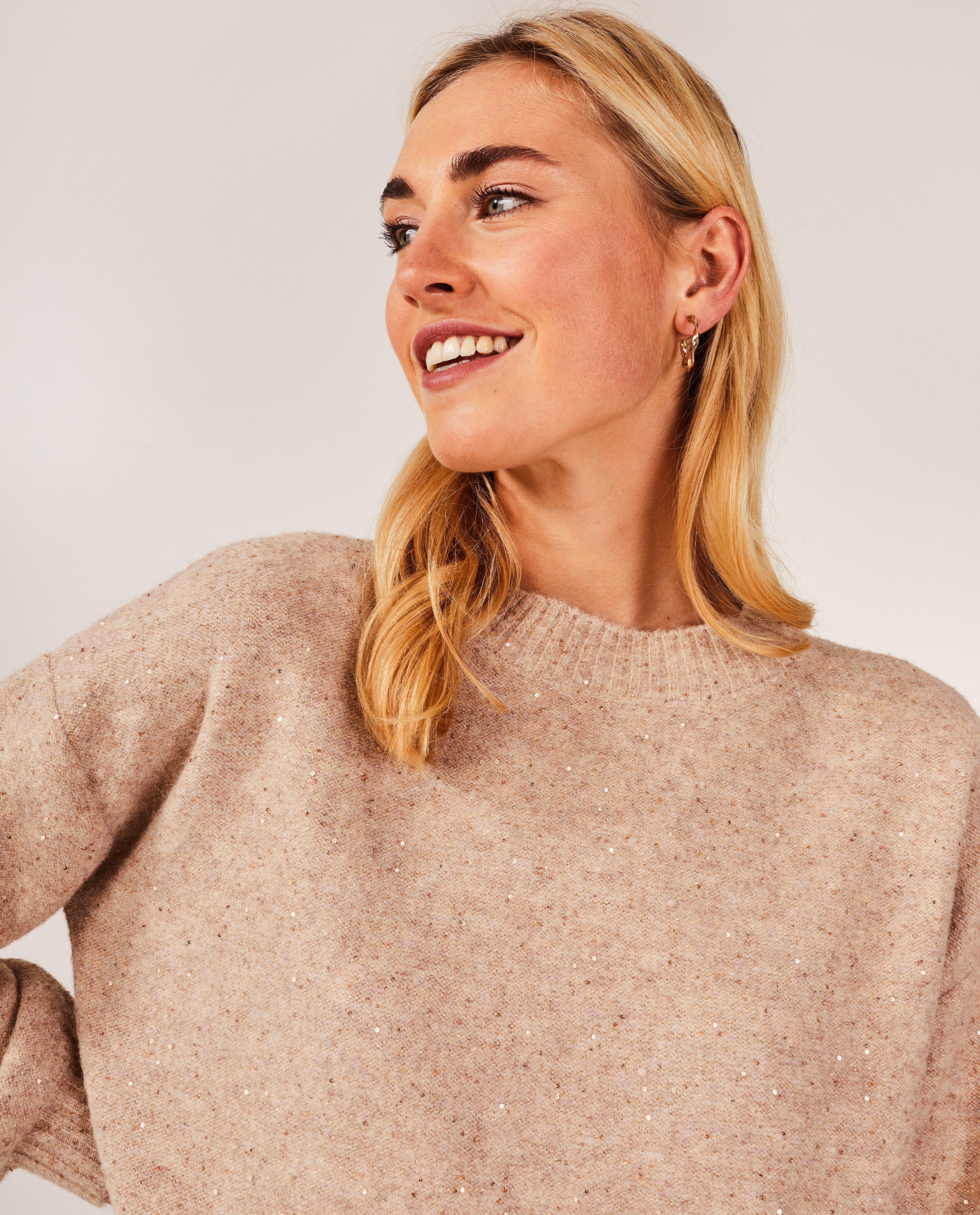 Pulls - Pull mauve à paillettes