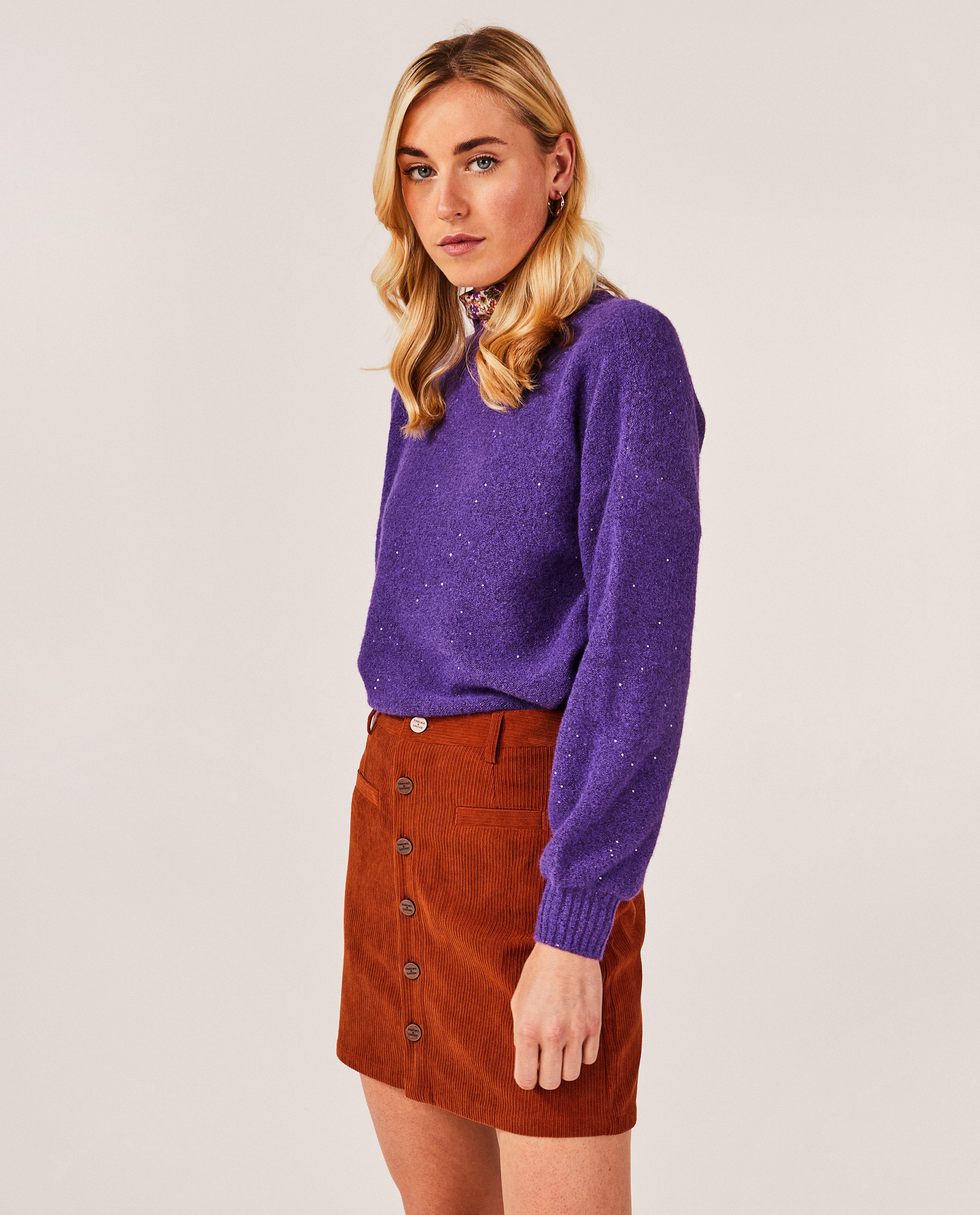 Pulls - Pull mauve à paillettes