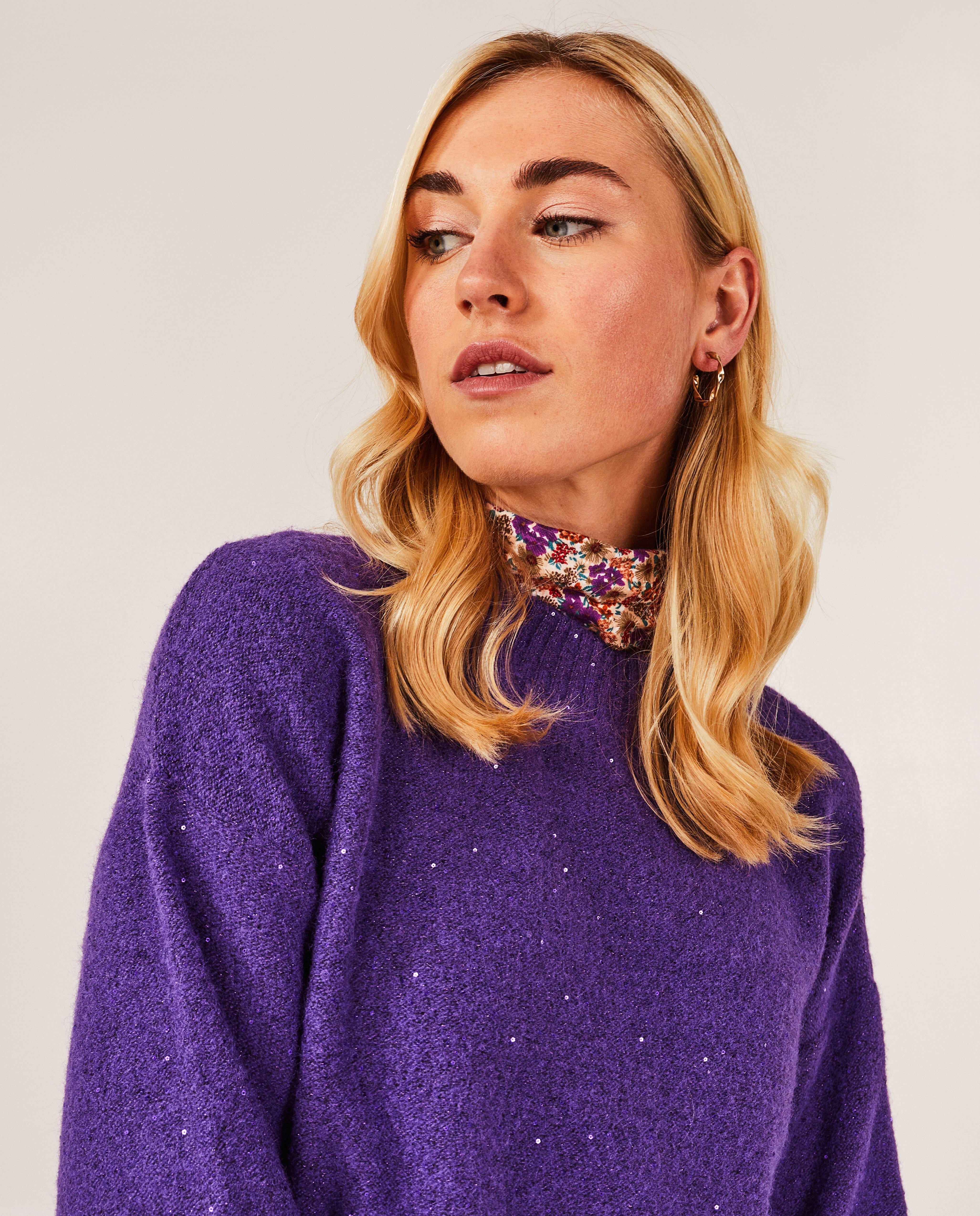 Pulls - Pull mauve à paillettes