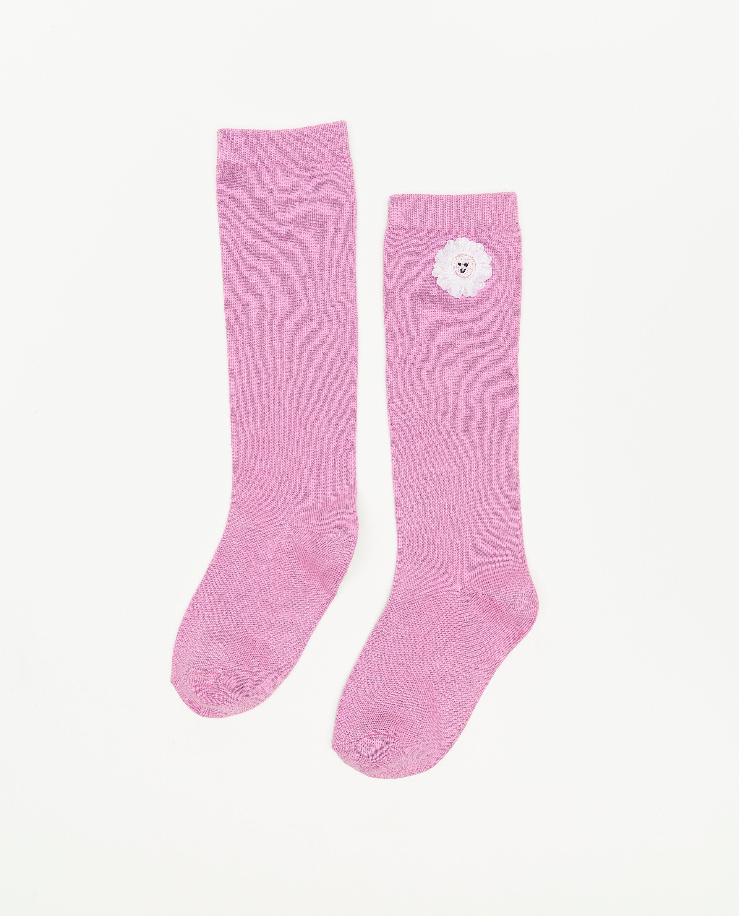 Roze kniekousen met borduursel - null - JBC