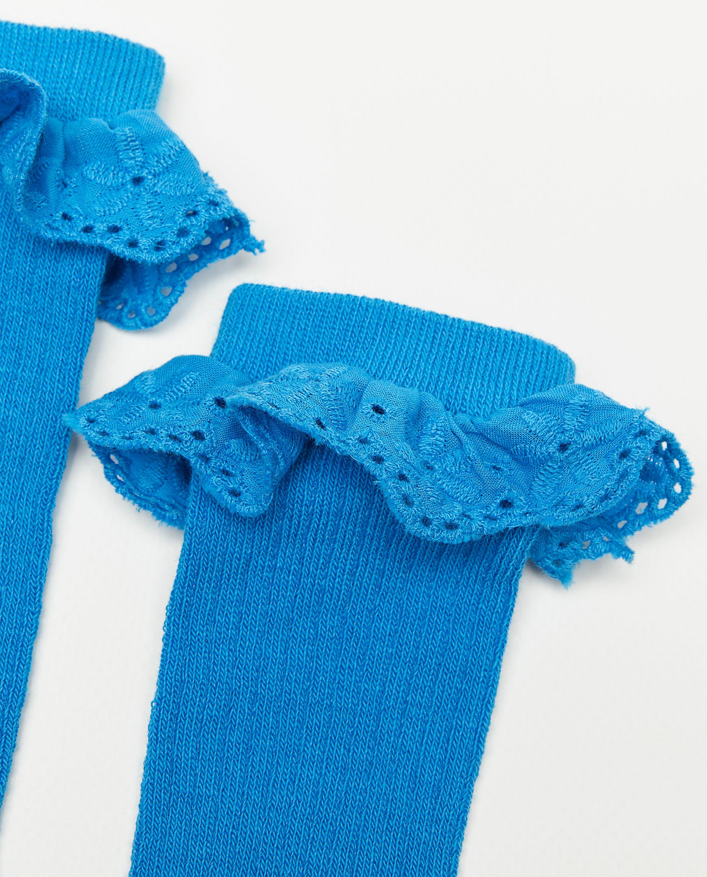 Chaussettes - Mi-bas bleus côtelés
