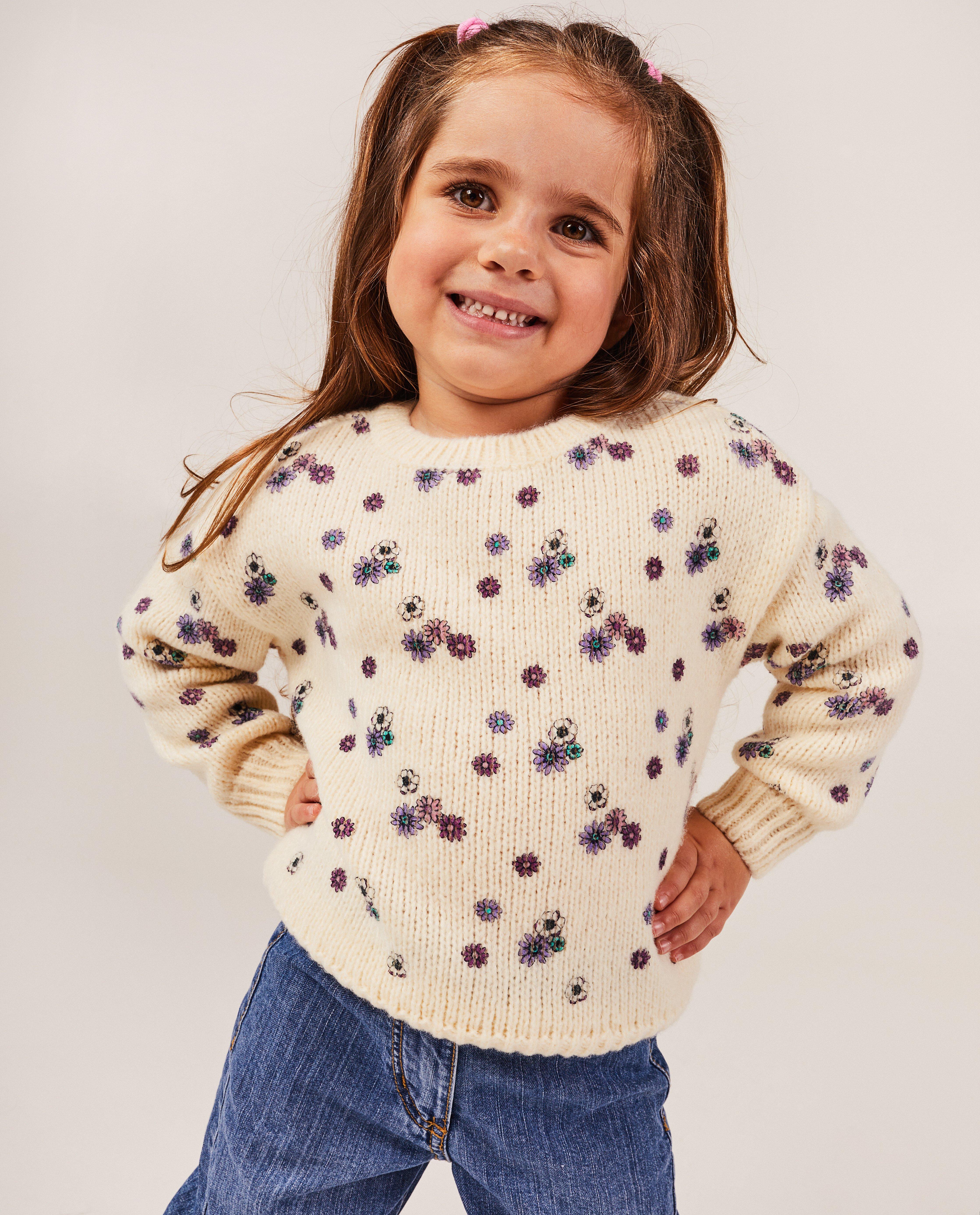 Truien - Offwhite trui met bloemenprint