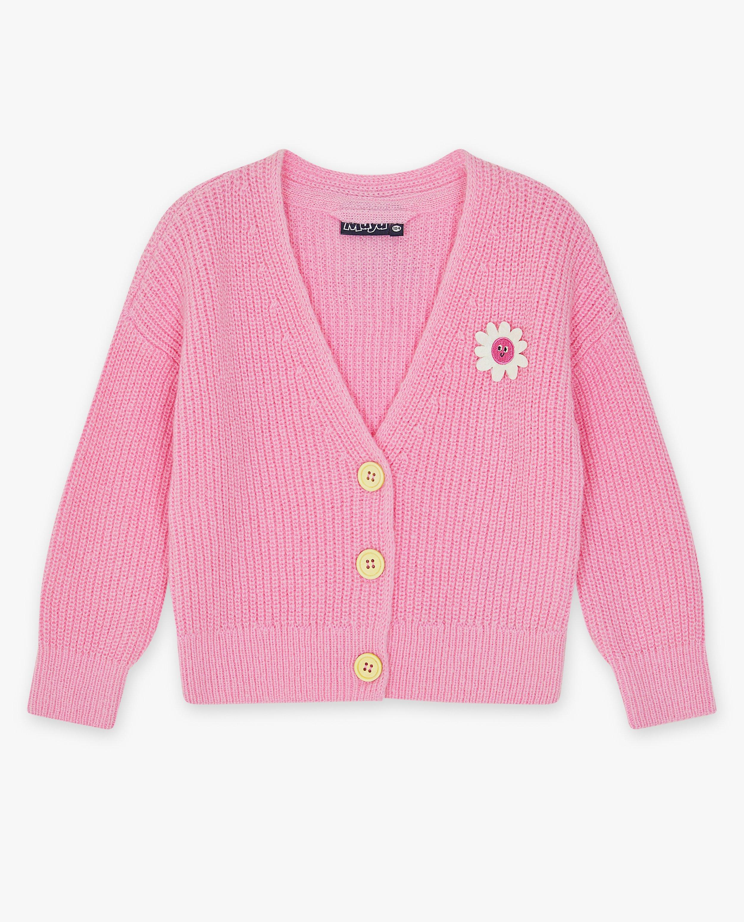 Cardigans - Cardigan rose avec une broche