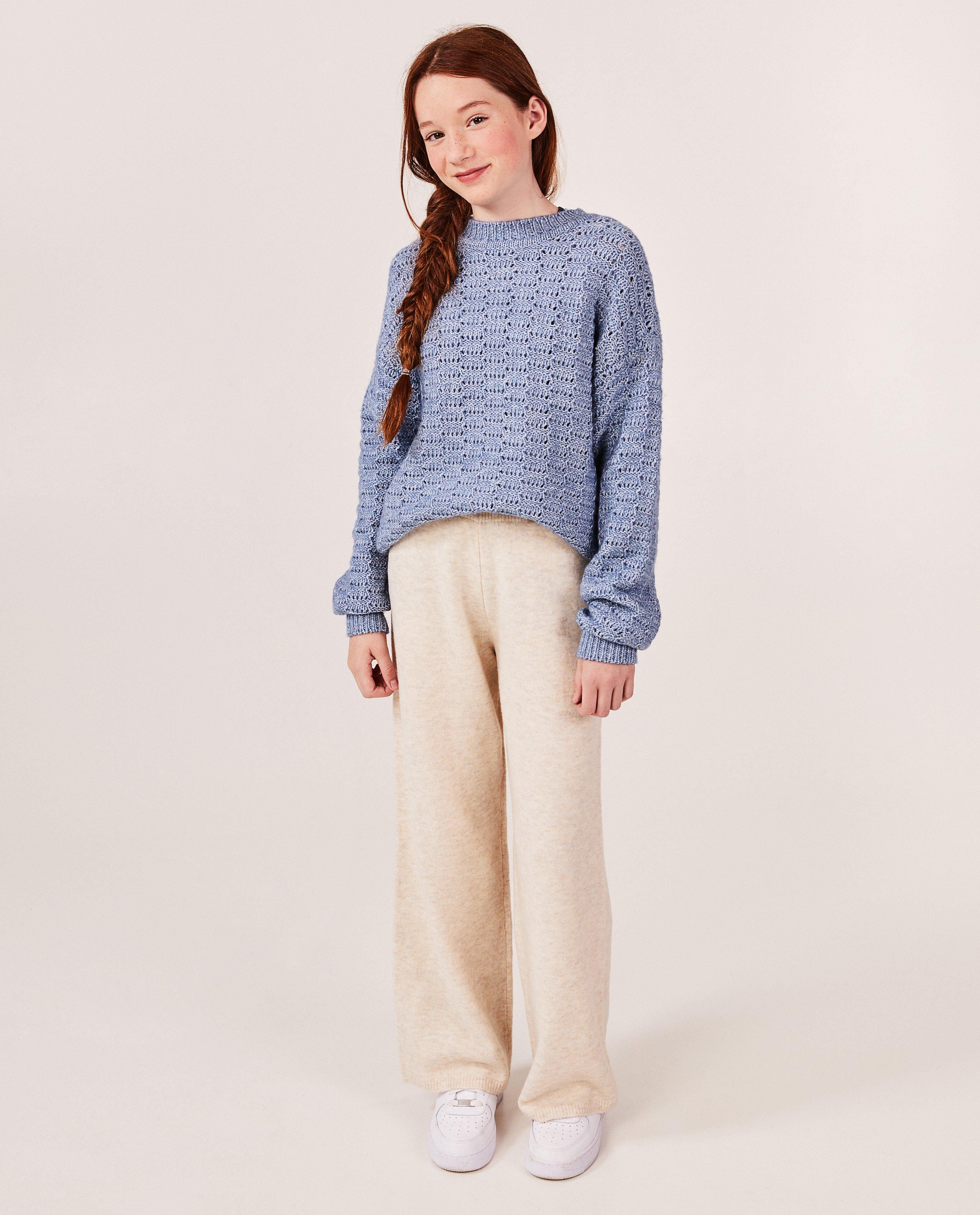 Pantalons - Pantalon beige en fin tricot, 7-14 ans